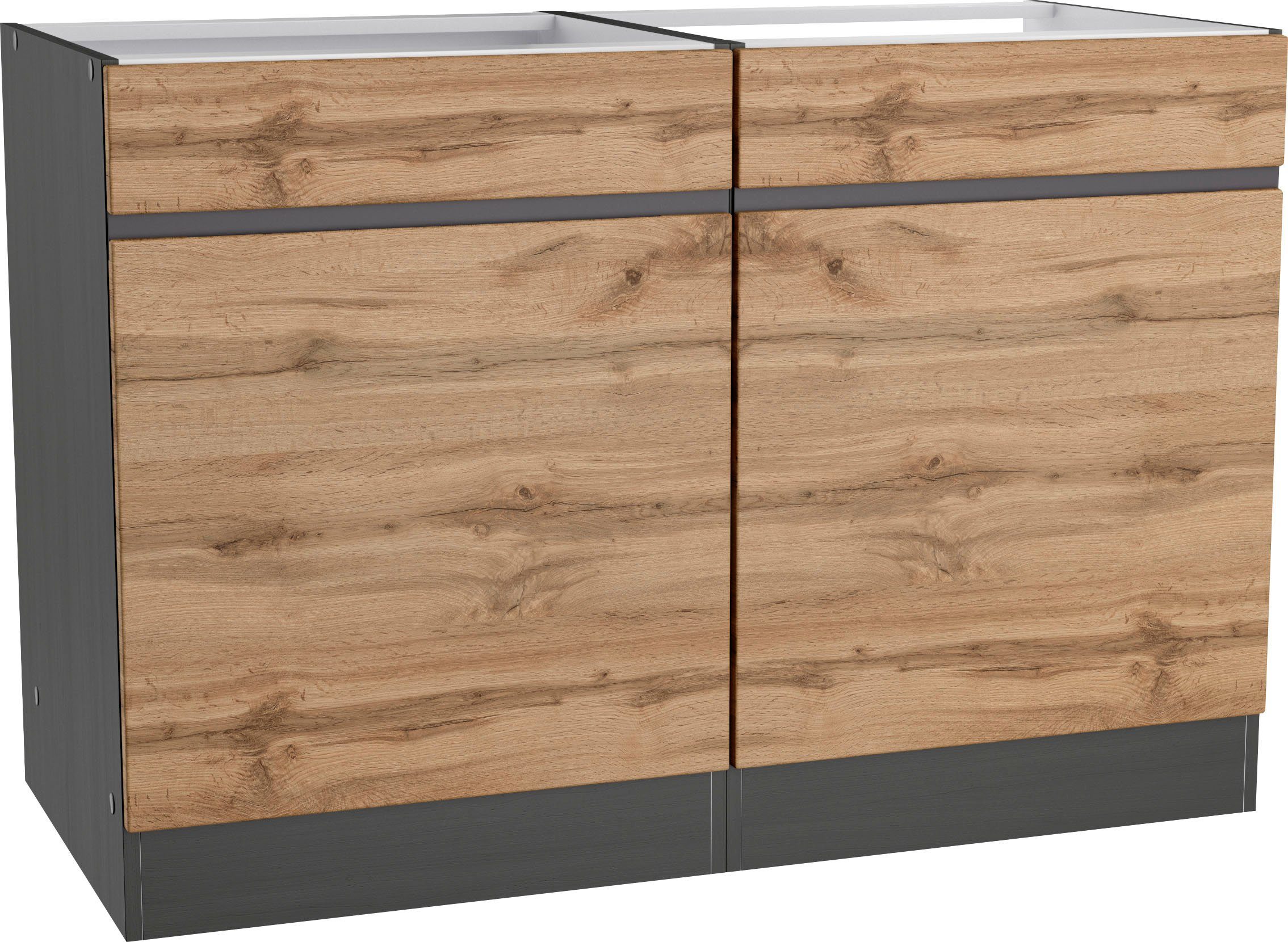 KOCHSTATION Spülenschrank KS-Riesa Breite 120 cm, MDF-Fronten