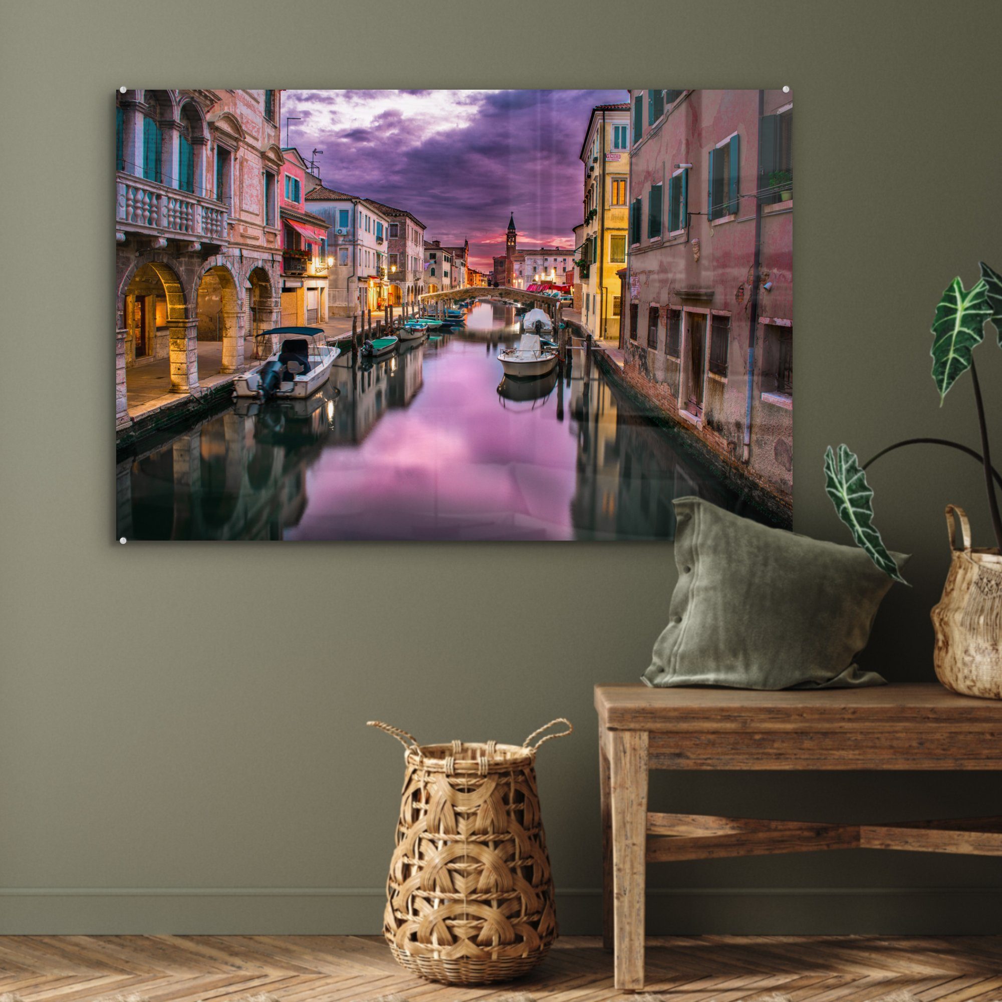 & Italien Acrylglasbilder Acrylglasbild MuchoWow Wohnzimmer (1 - Schlafzimmer Venedig, - Wasser St),