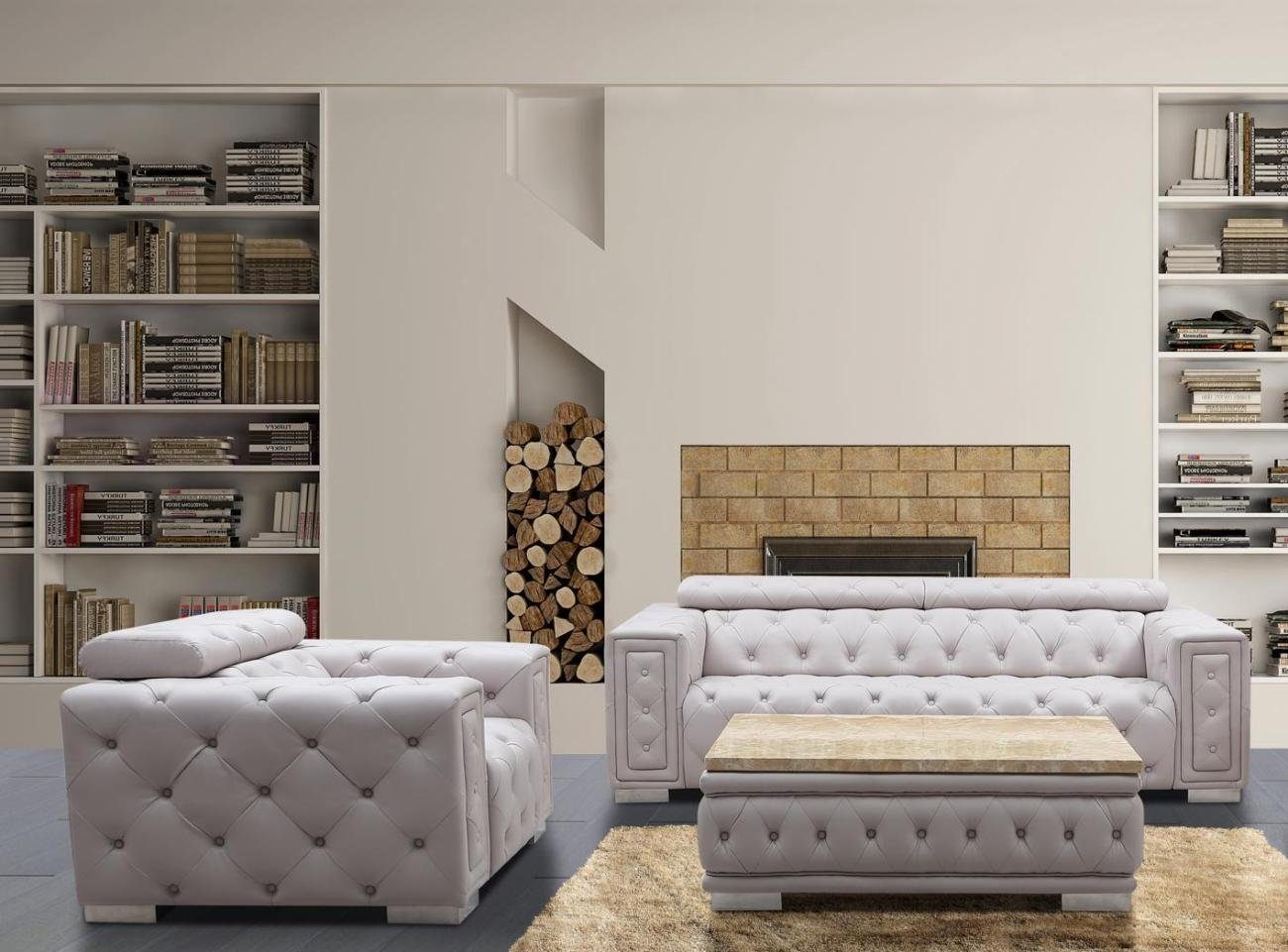 JVmoebel Wohnzimmer-Set, Couch Set Garnitur Polster Design Chesterfield Sofagarnitur 3+1