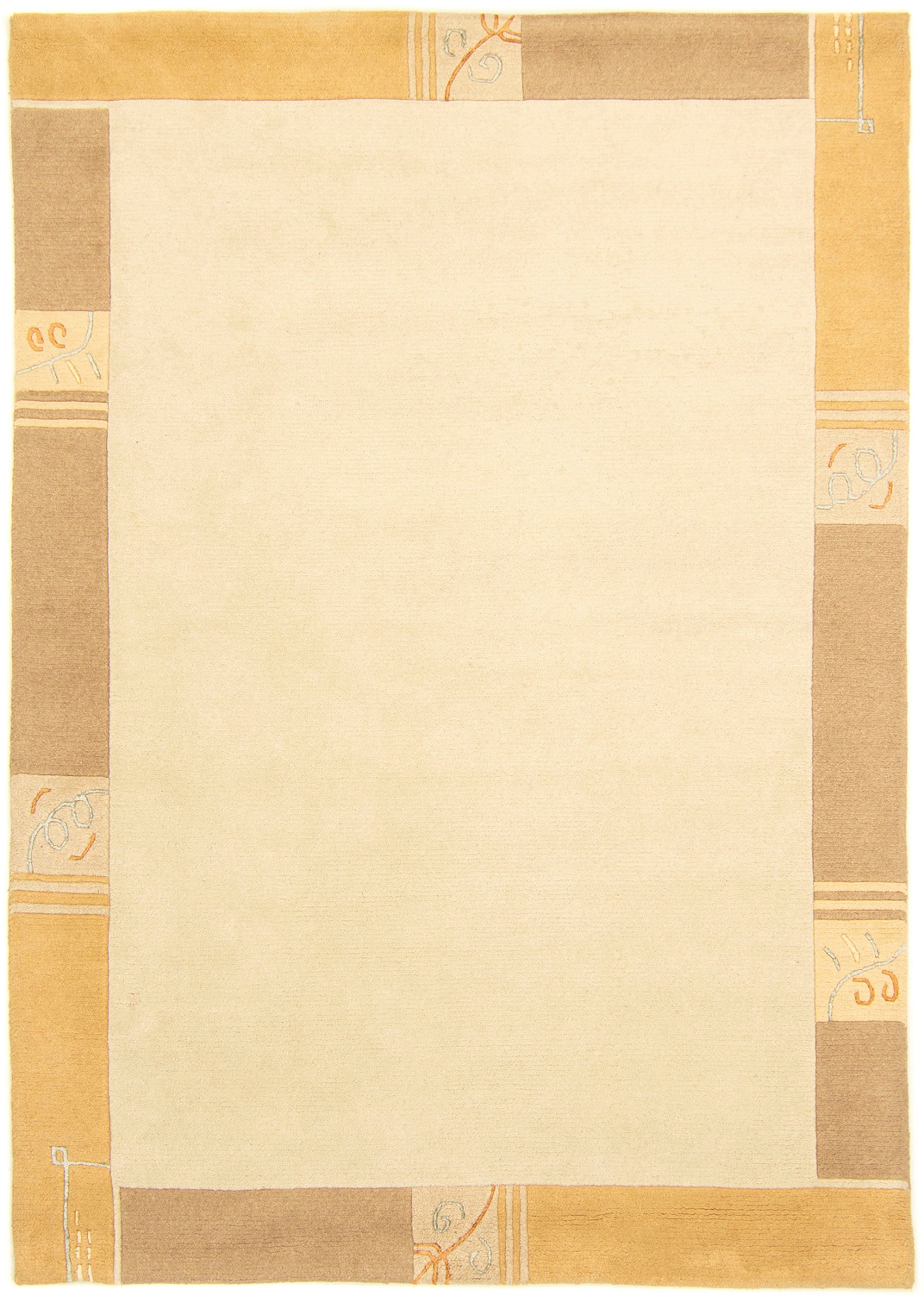 mm, Wollteppich 230 Einzelstück - mit beige, rechteckig, Handgeknüpft, - 162 x Höhe: Wohnzimmer, morgenland, cm 18 Nepal Zertifikat