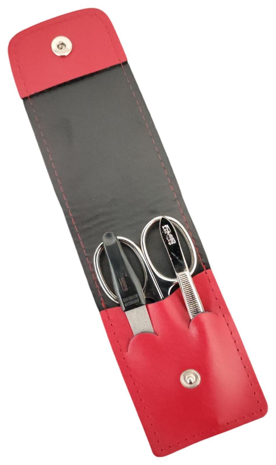 EloModa Maniküre-Kosmetik-Etui Solingen* Maniküre Set im Lederetui – Made in Germany – Nagelschere, 3 tlg., Made in Germany