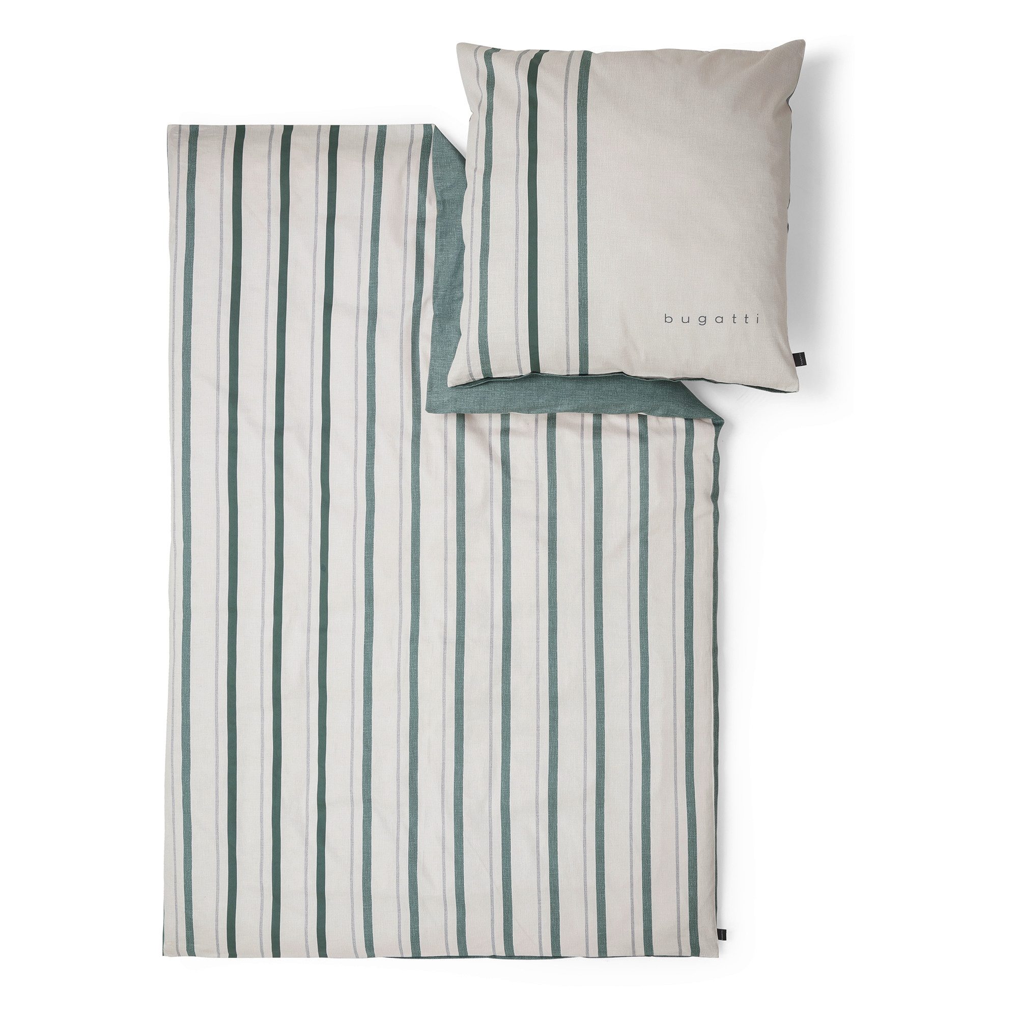 bugatti Постільна білизна Satinbettwäsche bugatti, Mako-Satin, 2 teilig, mit edlem Streifen-Design und ruhiger Wendeseite