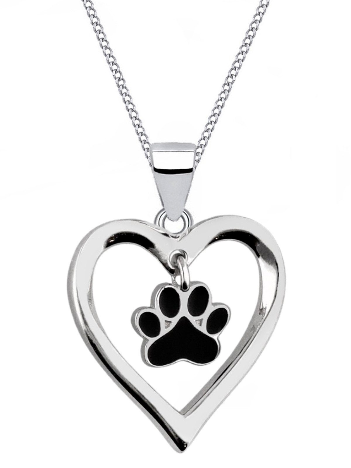 Goldene Hufeisen Kette mit Anhänger Halskette Silber Herz Pfote Anhänger Kette 925 Sterling Echtschmuck, 925 Sterling Silber Silberschmuck für Damen und Kinder