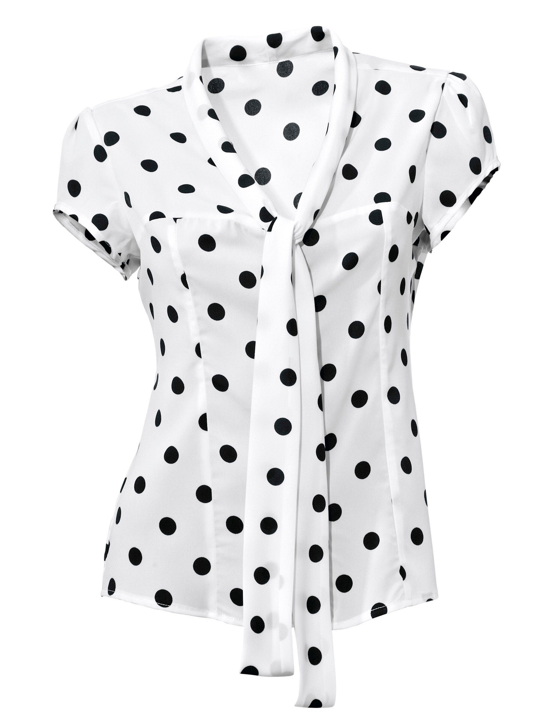 Klassische Bluse Tupfenbluse Kurzarm