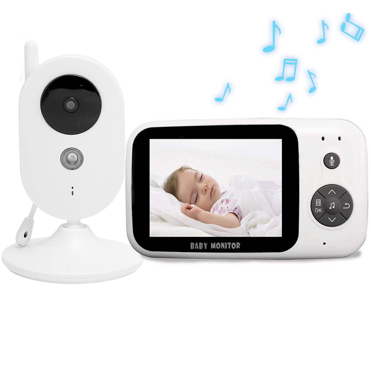 Video-Babyphone 3,2-Zoll-LCD-Baby-Monitor, Babyphone mit Kamera
