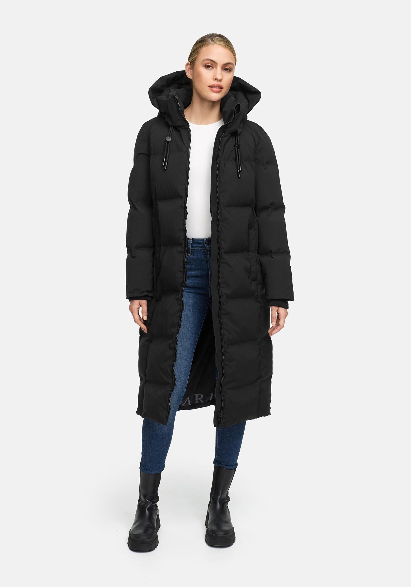 Marikoo Winterjacke Tikoraa mit extra langem Schnitt und hohem Kragen