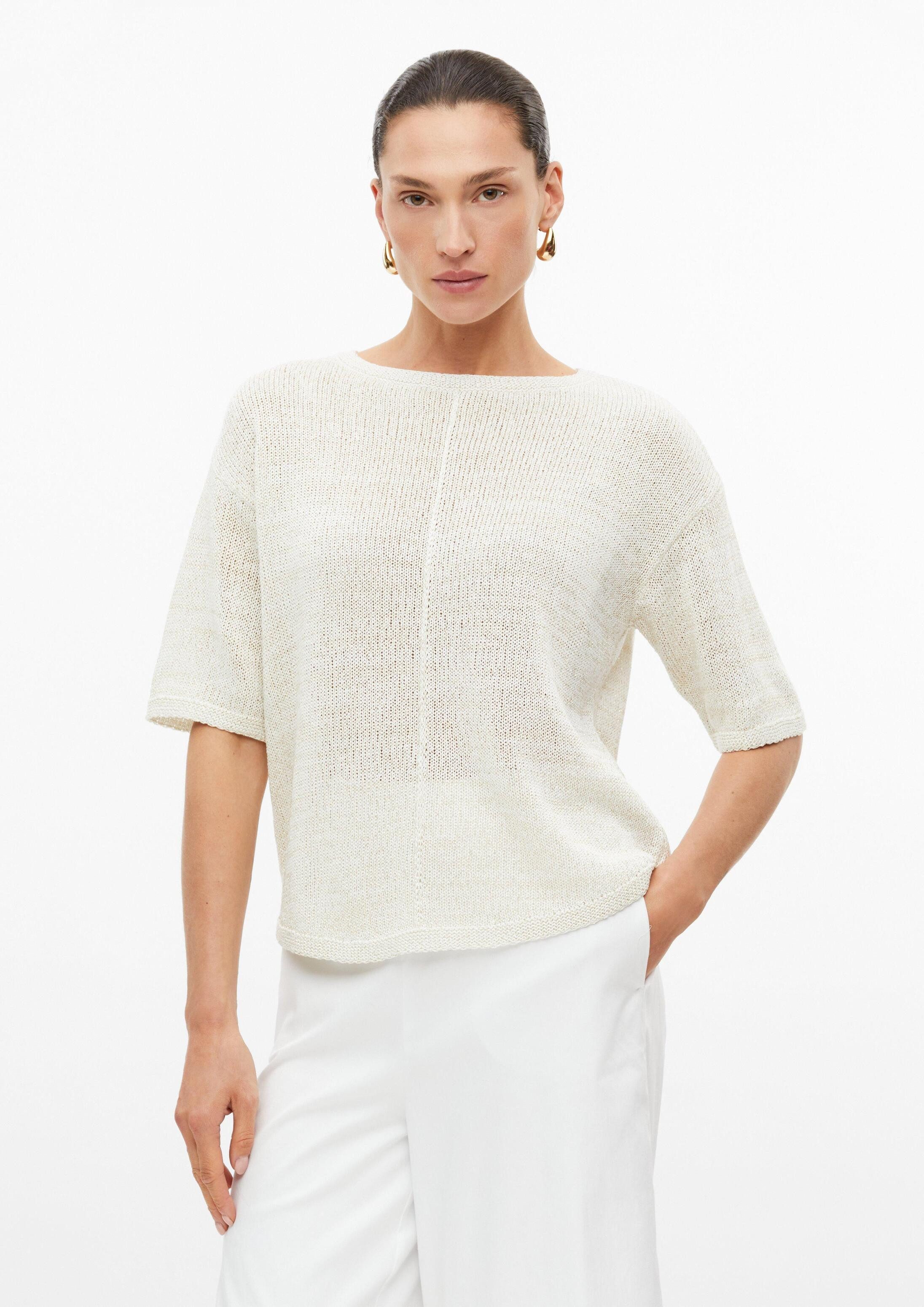 s.Oliver Kurzarmpullover Strickpullover Kurzarm-Strickpullover mit Glitzergarn
