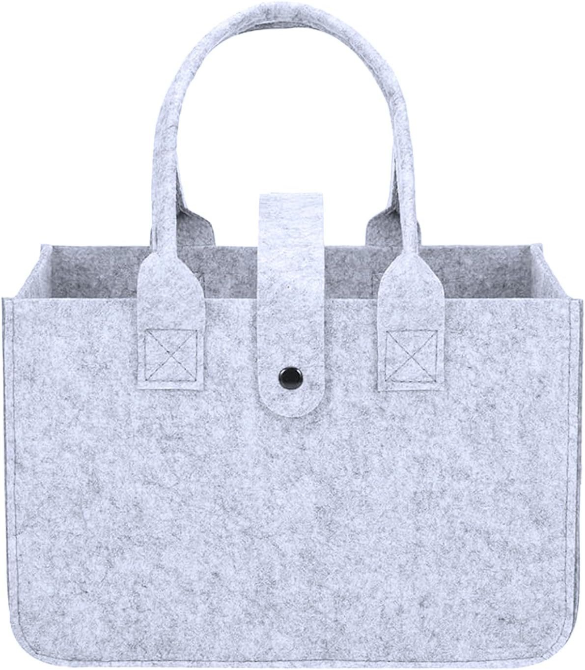FELIXLEO Aufbewahrungskorb Filztasche Einkaufskorb mit Henkel Faltbar, 30x20x18cm, Grau