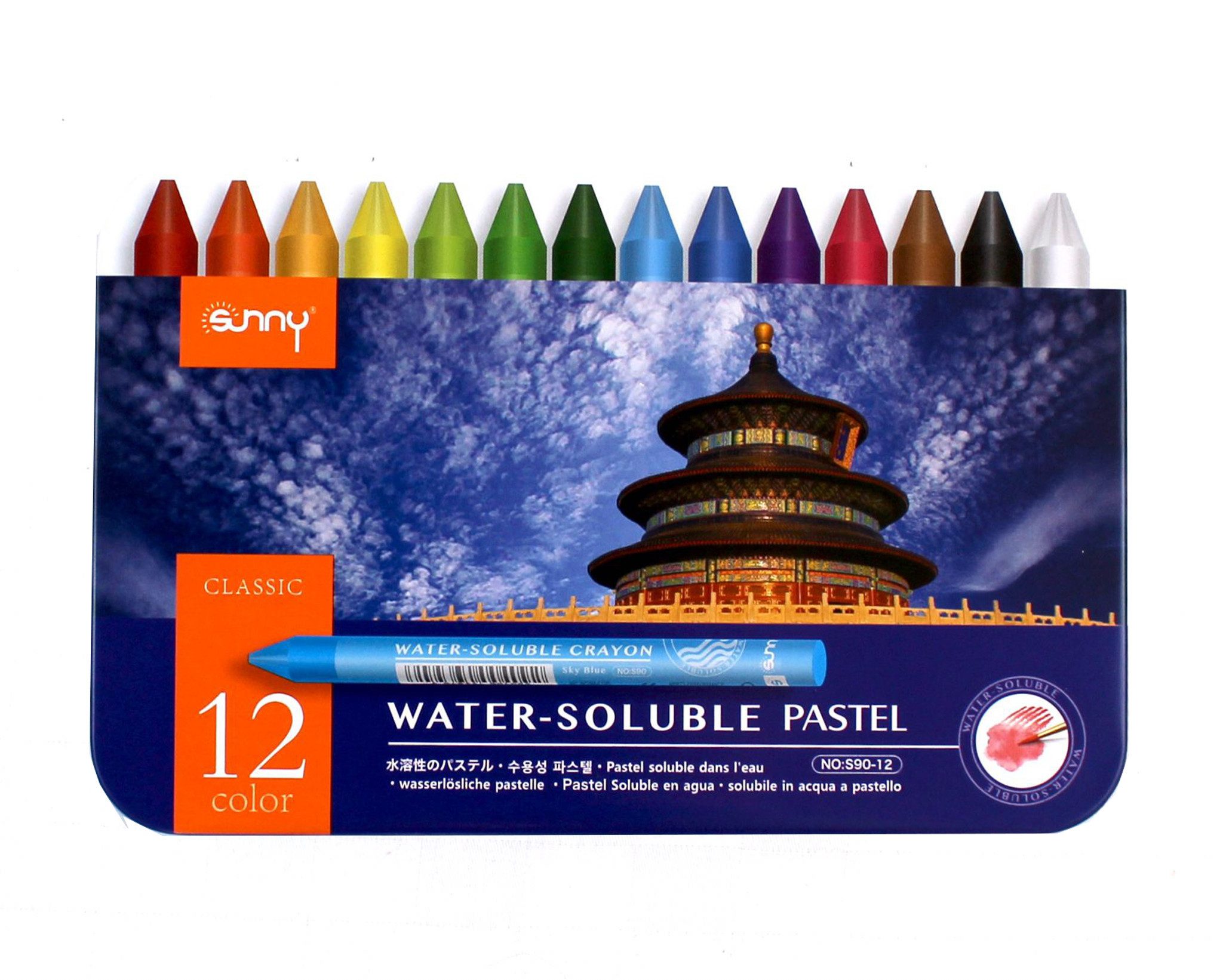 ´SUNNÝ Pastellkreide Aquarelle Pastellkreide 12/25 Stk. mit Wassertankpinsel, wasserlöslich, im Metallbox, wasservermalbar, ideal für Künstler Studenten Hobbymaler