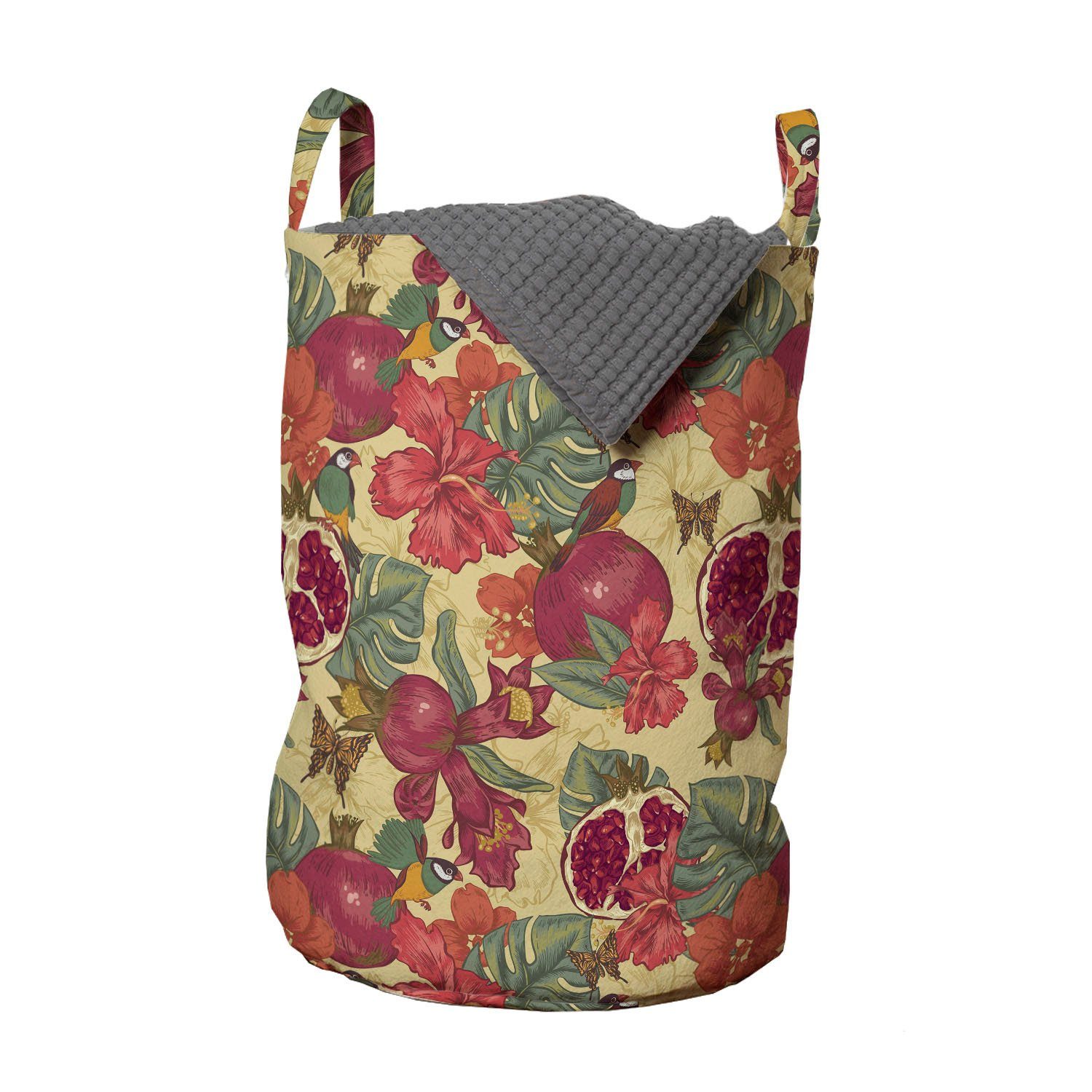 Abakuhaus Wäschesäckchen Wäschekorb mit Griffen rot Tropic Vögel Kordelzugverschluss für wilde Exotische Waschsalons