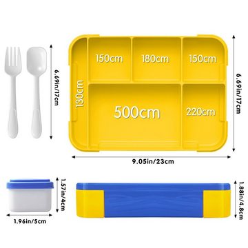 MDHAND Lunchbox Kinder Brotdose (5 Fächer), PP5, (1-tlg), Auslaufsicher & BPA-frei-mit Besteck