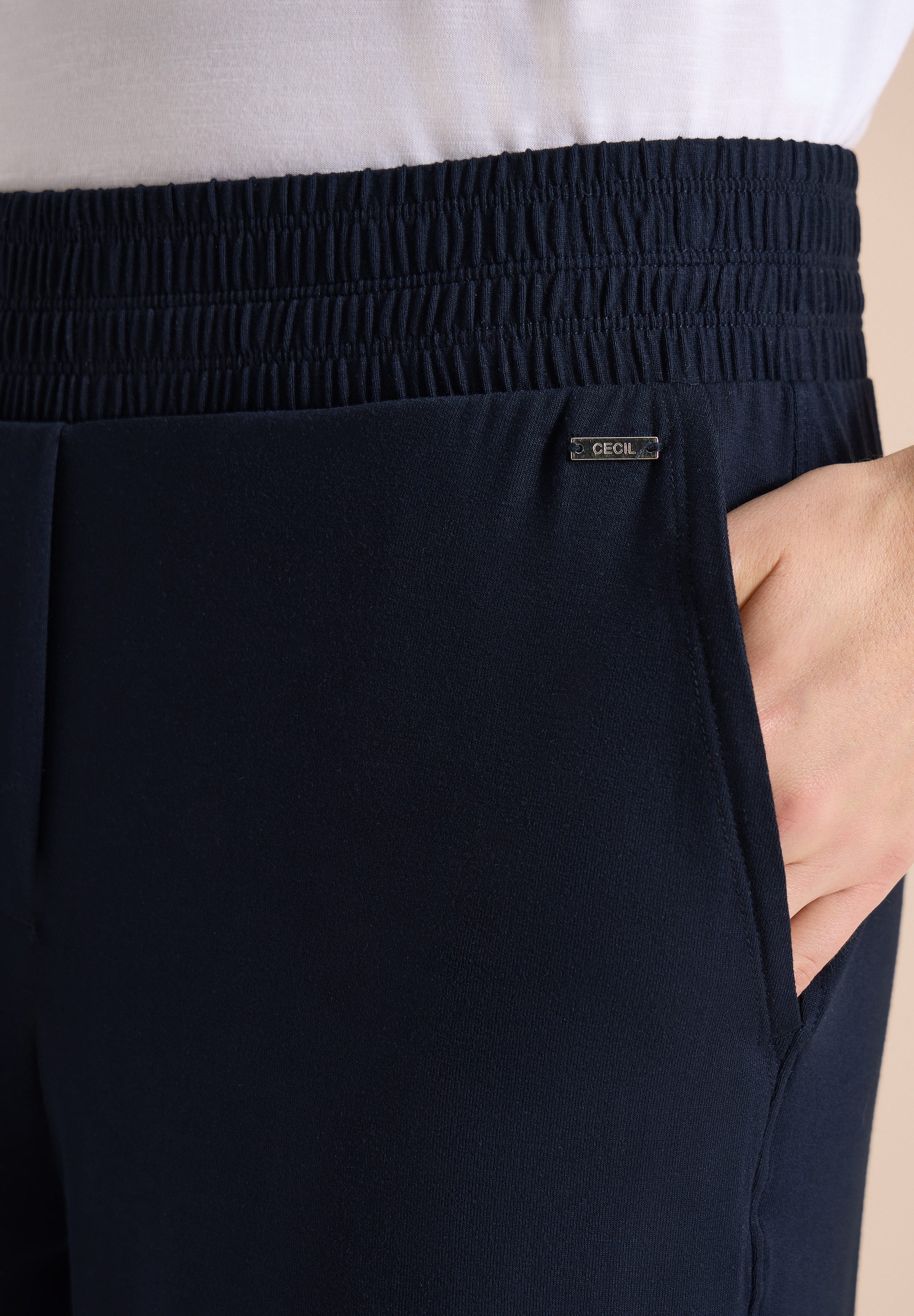 CECIL Jerseyhose Style Neele mit elastischem Schlupfbund, High-Waist, Wide Leg
