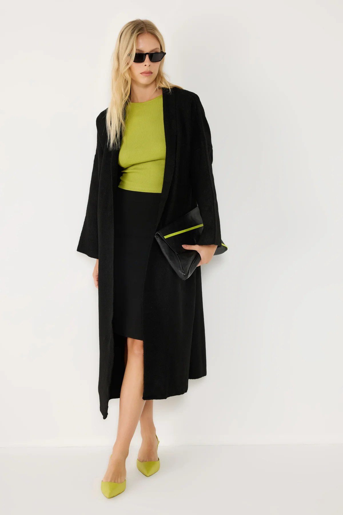 Blusenjacke Lange Strickjacke im Glamour-Stil
