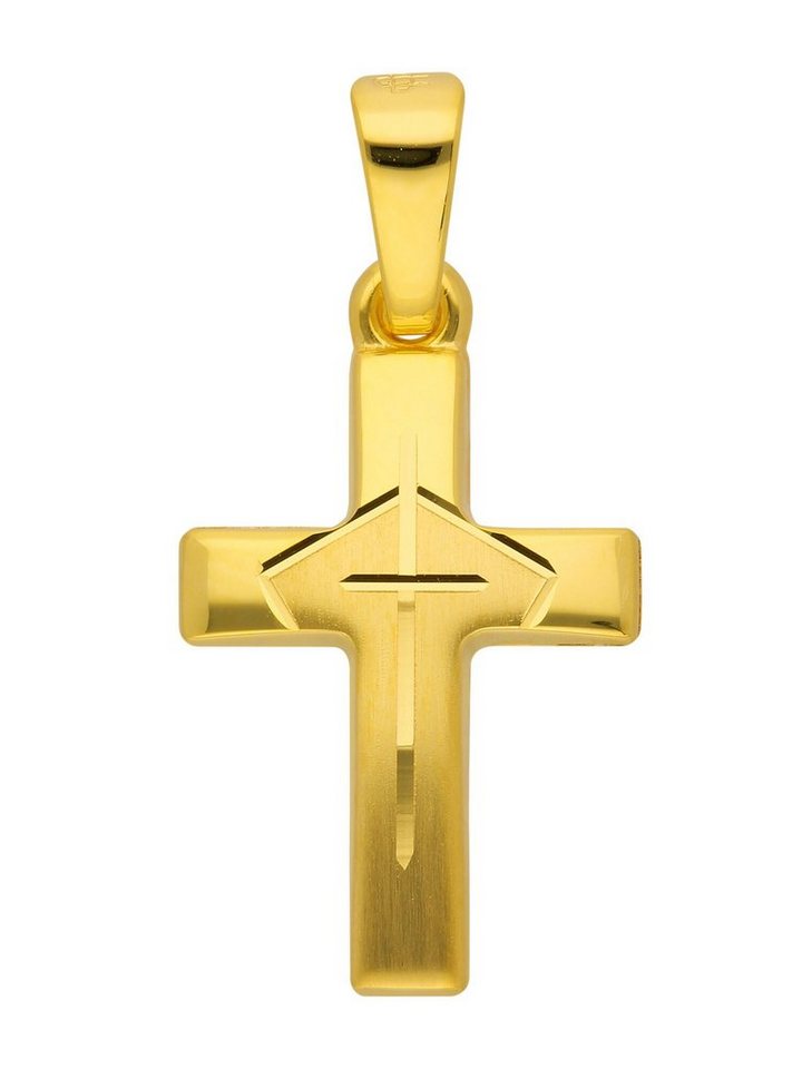 Adelia´s Kettenanhänger 585 Gold Kreuz Anhänger, Goldschmuck für Damen &  Herren, Maße - Breite 11,3 mm - Höhe 15,5 mm