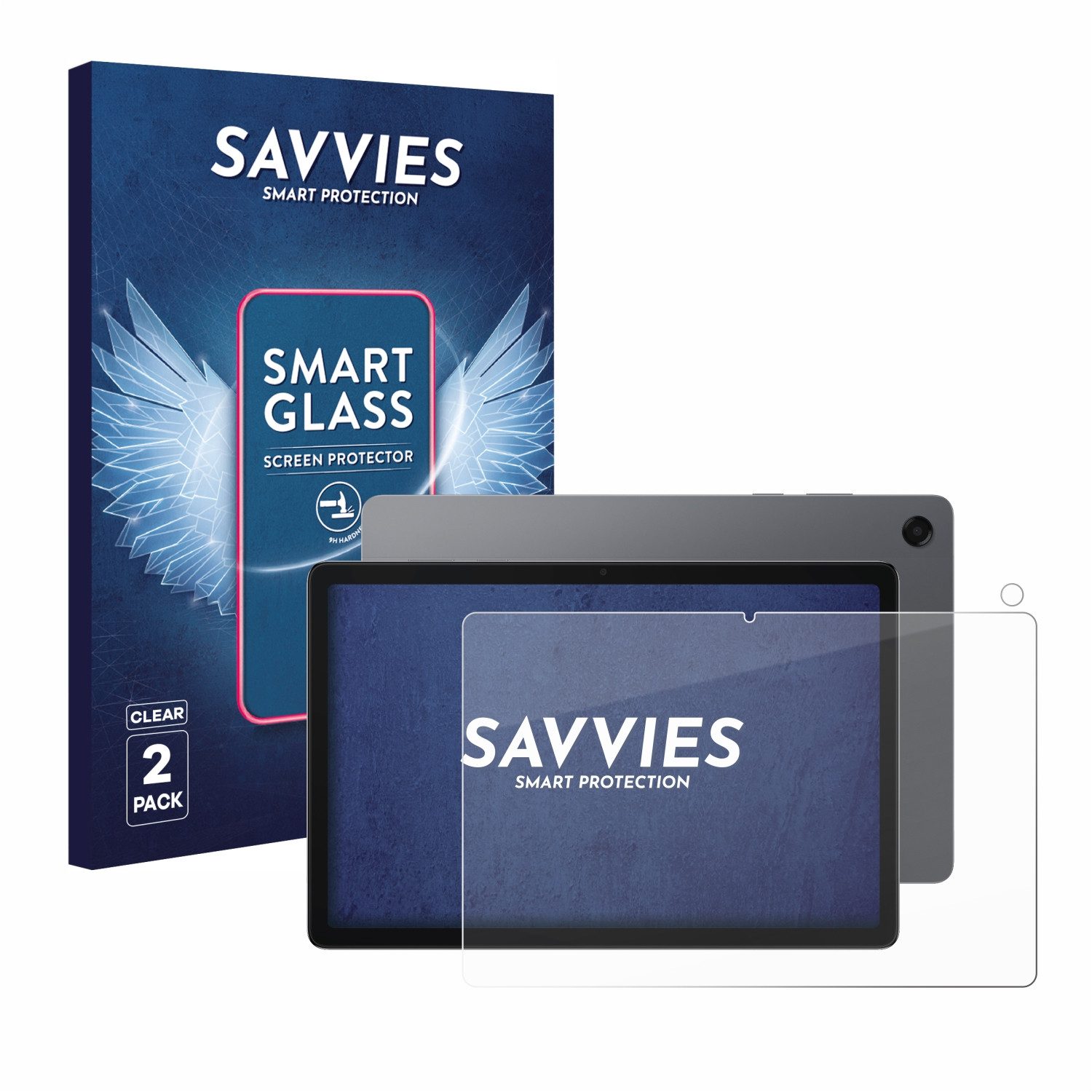 Savvies Displayschutzglas Schutzglas Panzer für Samsung Galaxy Tab A11 Plus 11" (Display+Kamera), 2 Stück, Schutzfolie Display Schutz Glas Folie klar