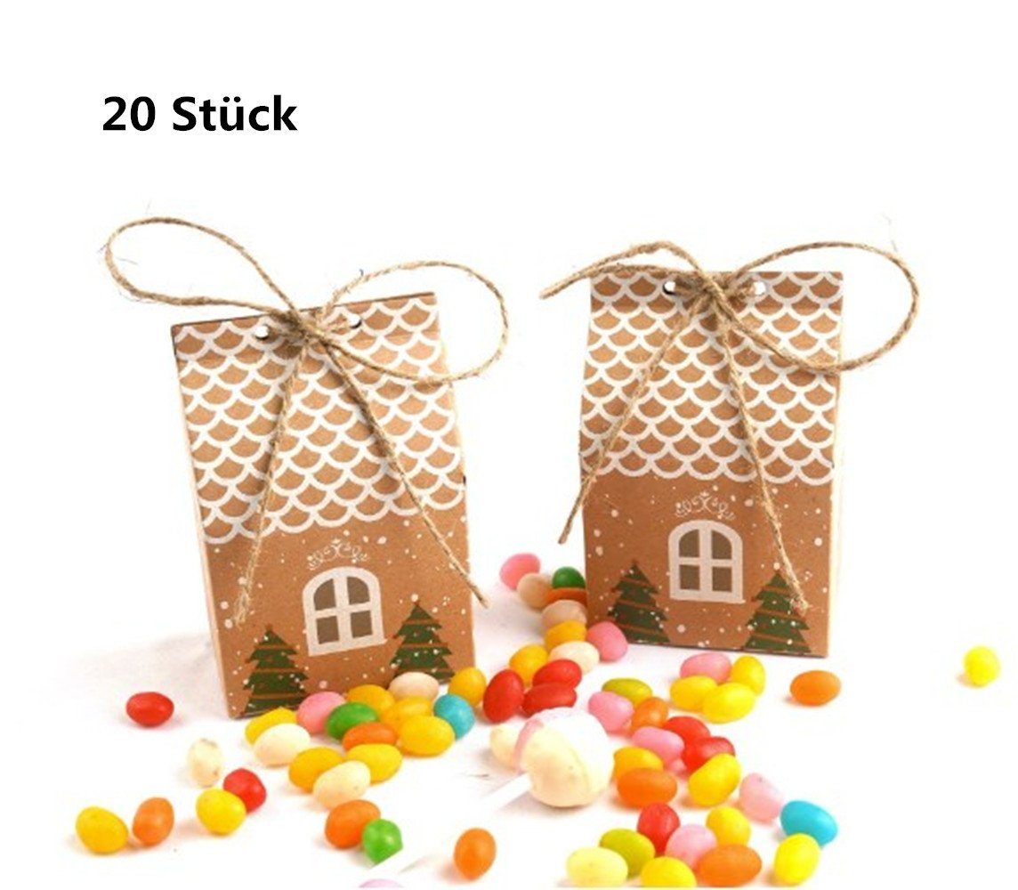 XDeer Aufbewahrungsbox 20 Stück Geschenkbox Weihnachten,Weihnachten Party Geschenkboxen, (20 St), Geschenktüten Weihnachten Papier zum Verpacken von Keksen,Cupcakes
