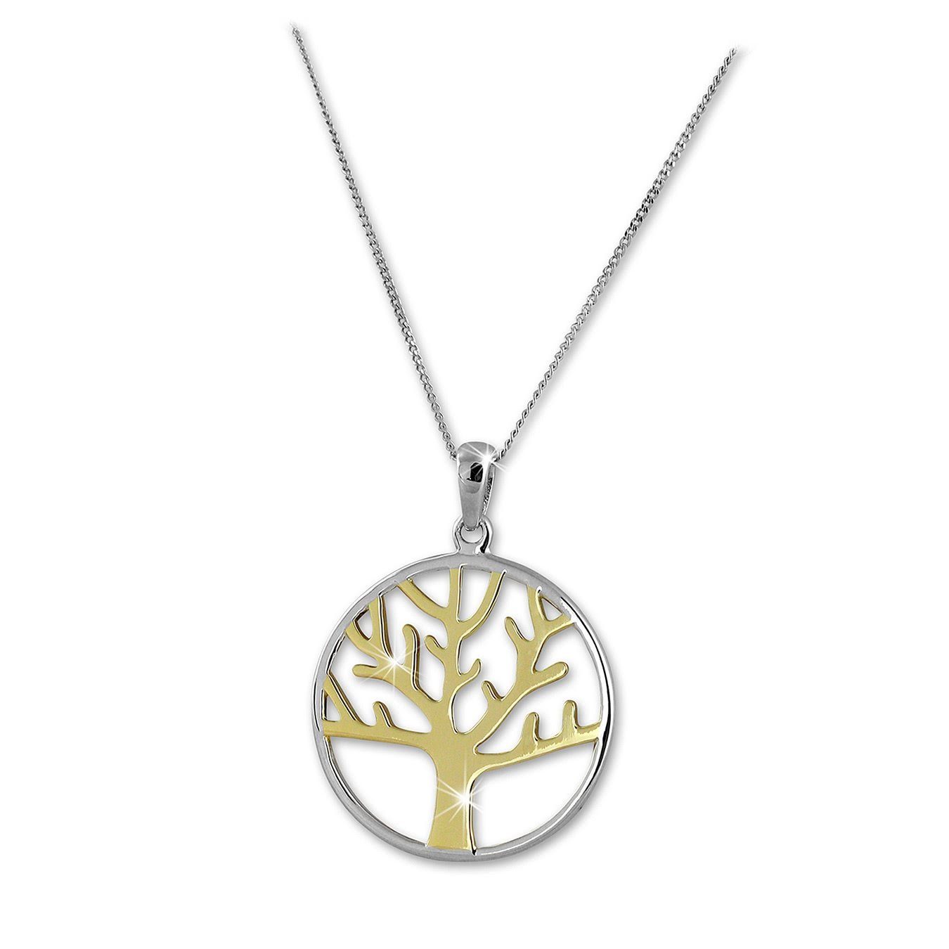 SilberDream Silberkette SilberDream Lebensbaum Halskette silber (Halskette), Halsketten (Lebensbaum) ca. 44cm, 925 Sterling Silber, vergoldet (Gelb