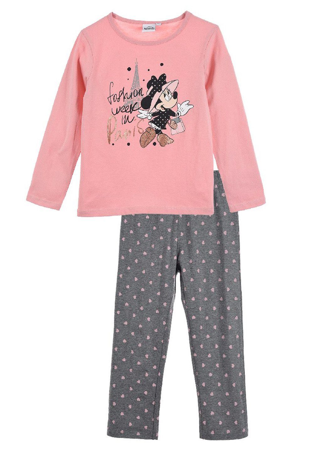 Disney Minnie Mouse Schlafanzug Kinder Mädchen Schlafanzug Kinder Pyjama Langarm Shirt + Schlaf-Hose Mini Maus Pink