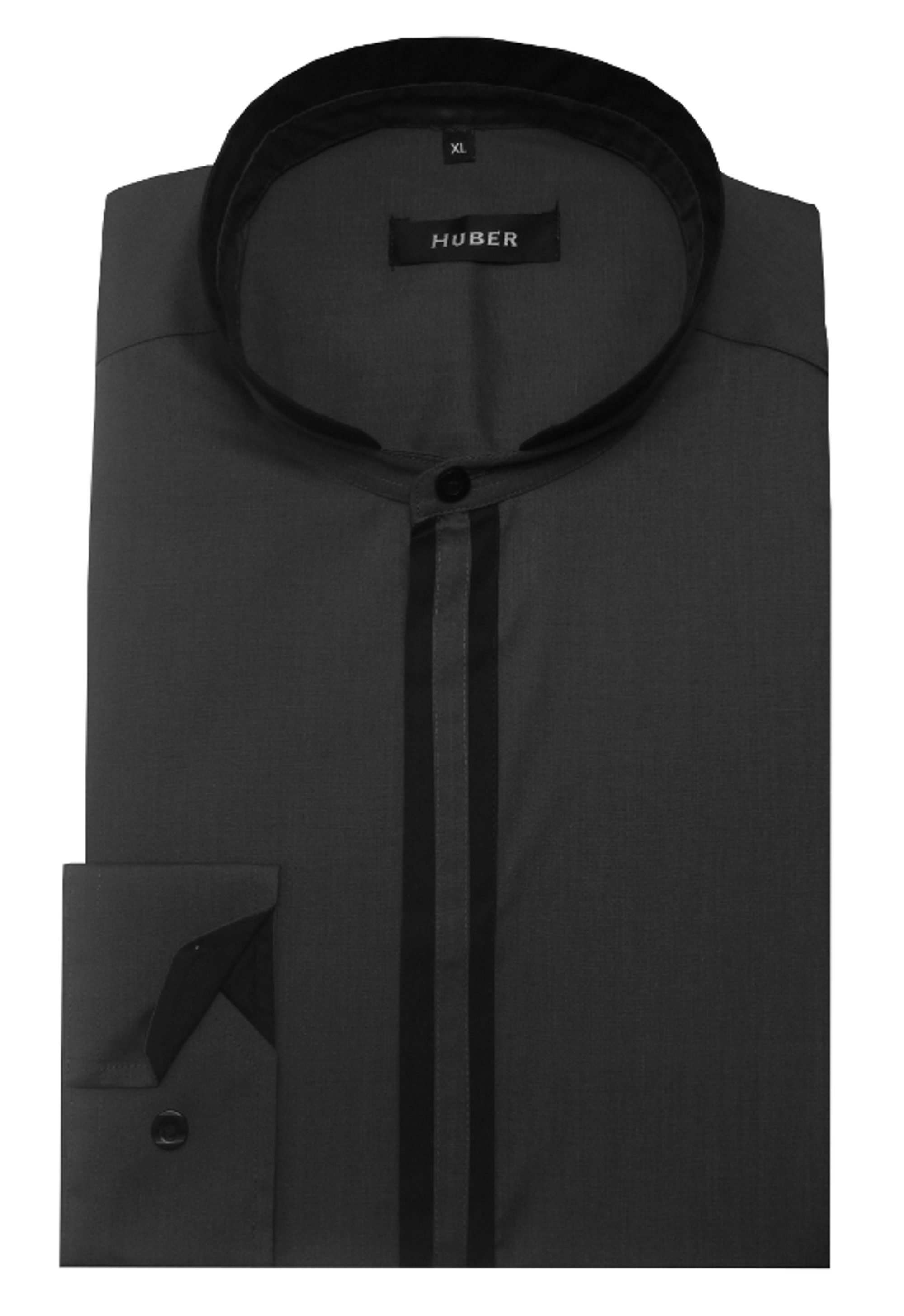 Huber Hemden Langarmhemd HU-0084 Hoher Stehkragen Verdeckte Leiste Kontrast günstig online kaufen