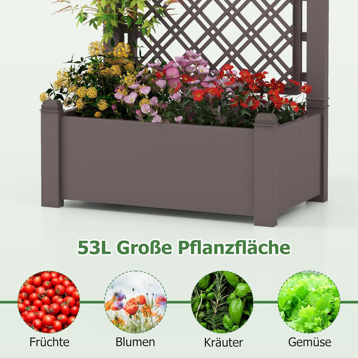 KOMFOTTEU Blumenkasten, Pflanzkasten mit Rankgitter, 76,5 günstig online kaufen