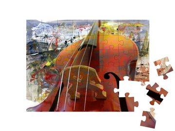 puzzleYOU Puzzle Kunst in Acryl: Ein Saiteninstrument, 48 Puzzleteile, puzzleYOU-Kollektionen Musik, Menschen