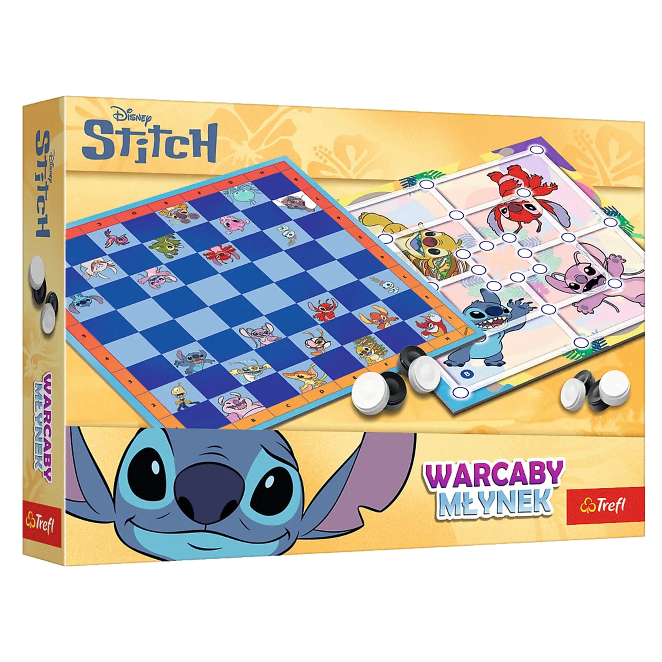 Disney Spielesammlung DISNEY Lilo und Stitch 2in1 Kinder Familienspiel Dame und Mühle, 6+