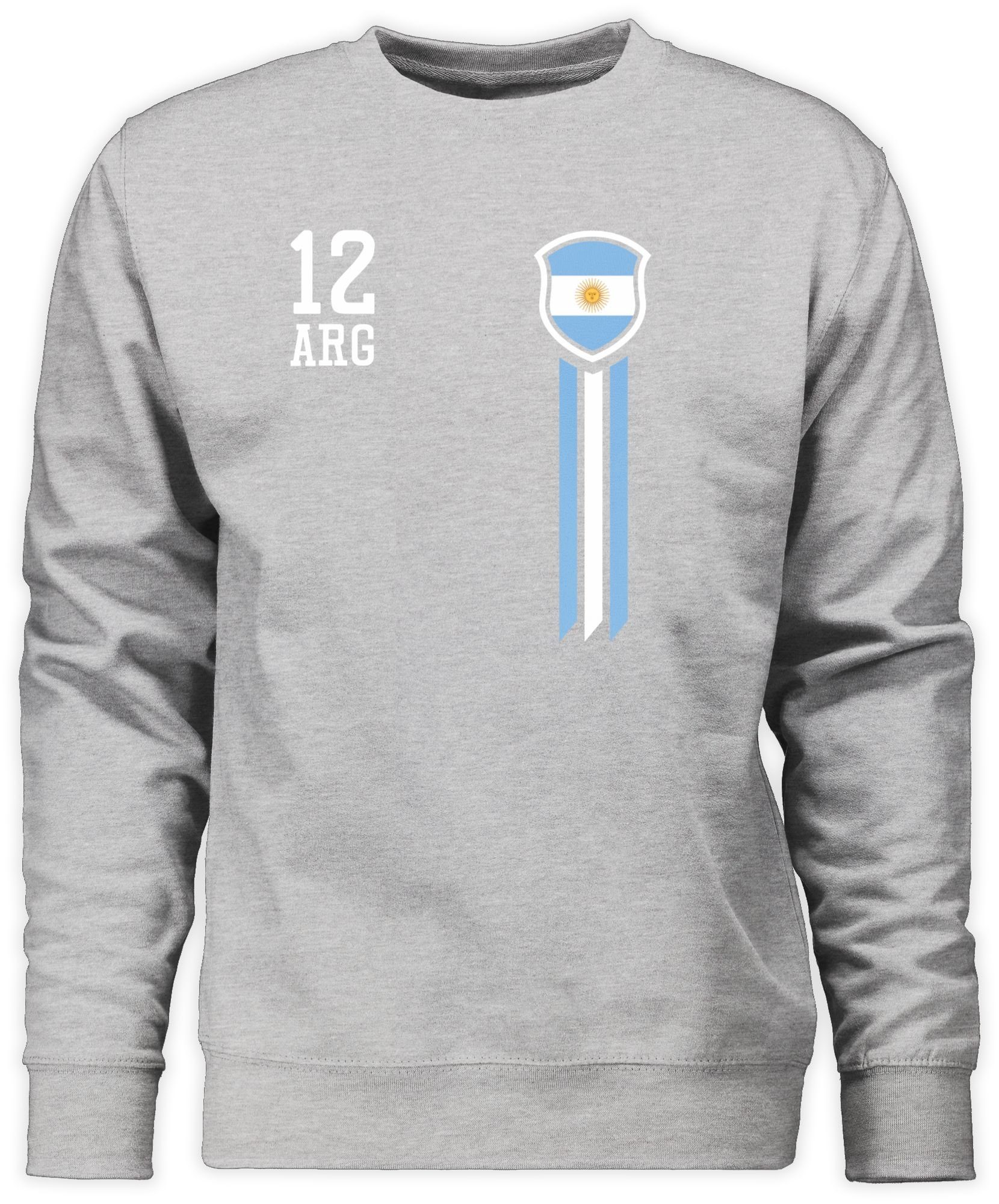 EM 2 Grau Shirtracer meliert (1-tlg) Fussball Sweatshirt Argentinien Mann 2024 Fanshirt 12.