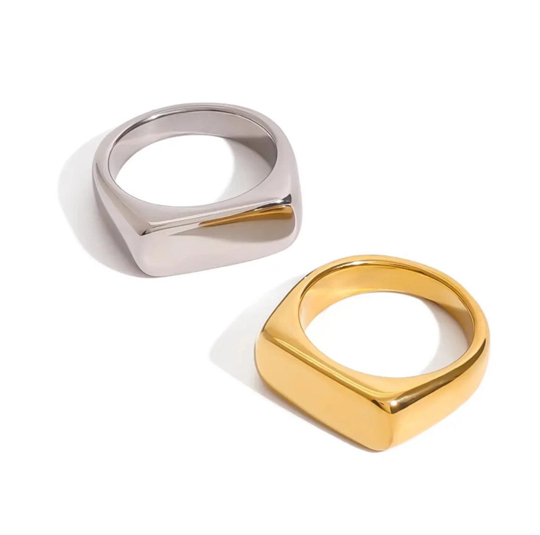 ROUGEMONT Fingerring Damen Ring Edelstahl 18K Gold Hypoallergen Wasserfest günstig online kaufen