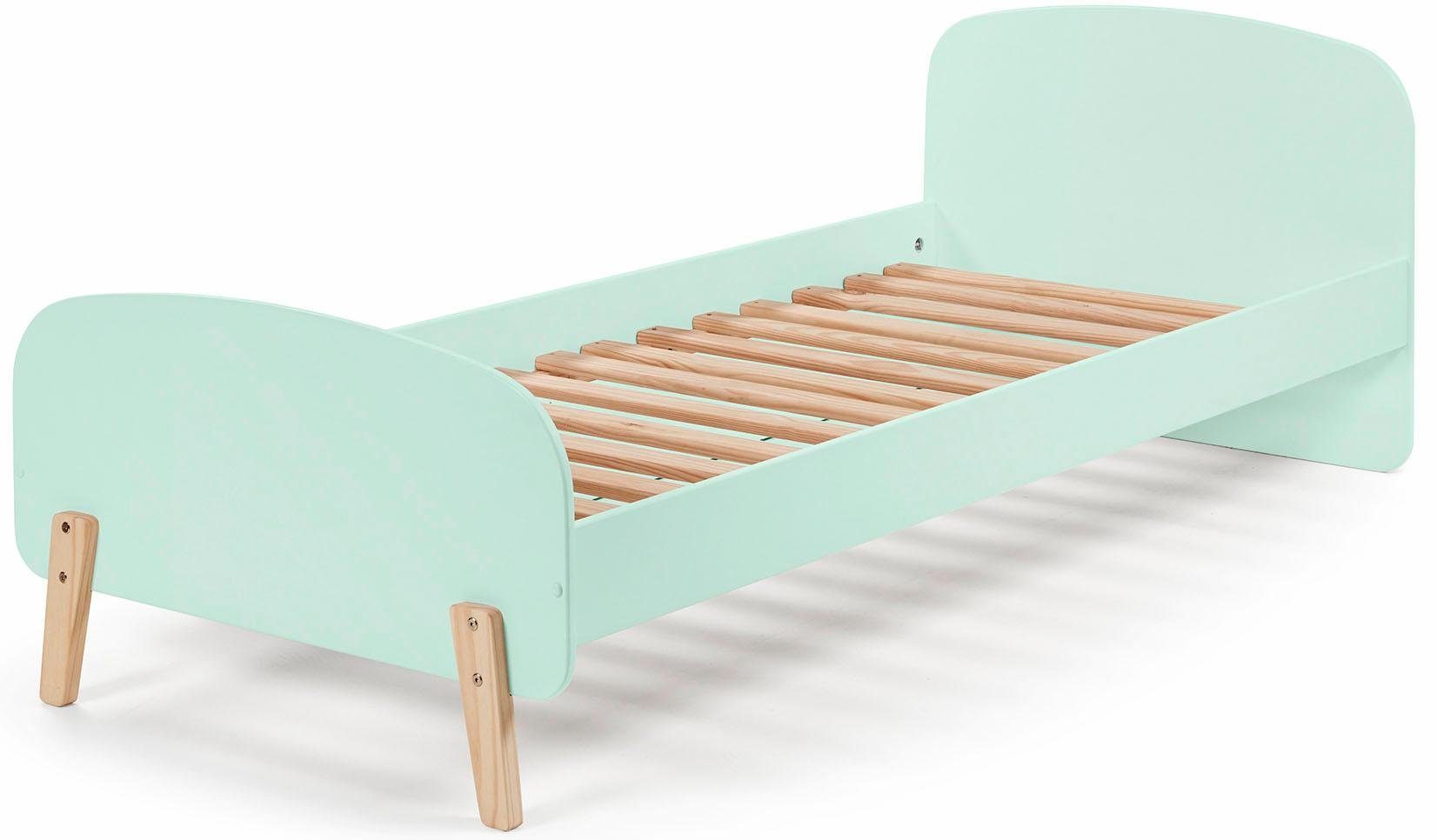 Vipack Kinderbett Kiddy, inkl. Rolllattenrost, Liegefläche 90/200 cm (B/H/T ca. 205x72x94cm, gerundetes Kopf-/Fußteil, verschiedene Farben), gradliniges Design in Retro-Optik, hochwertiges MDF lackiert