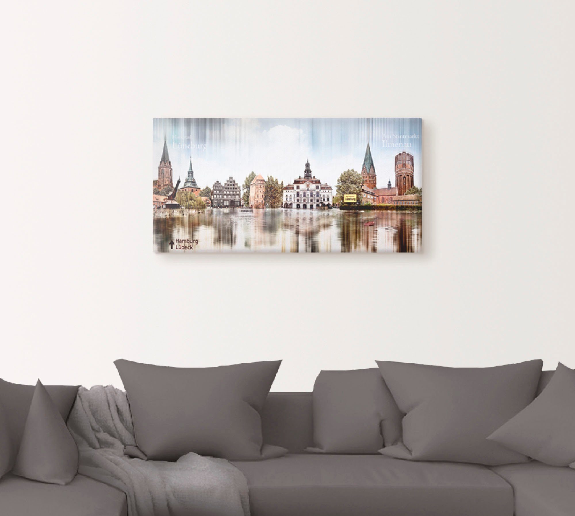 St), Leinwandbild, Größen Skyline Deutschland Abstrakte in (1 Collage, Wandbild Wandaufkleber Artland Lüneburg Poster versch. oder als