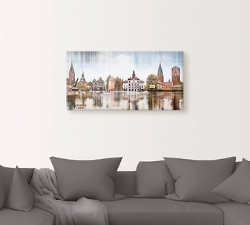 Artland Leinwandbild Lüneburg Skyline Abstrakte Collage, Deutschland (1 St), auf Keilrahmen gespannt