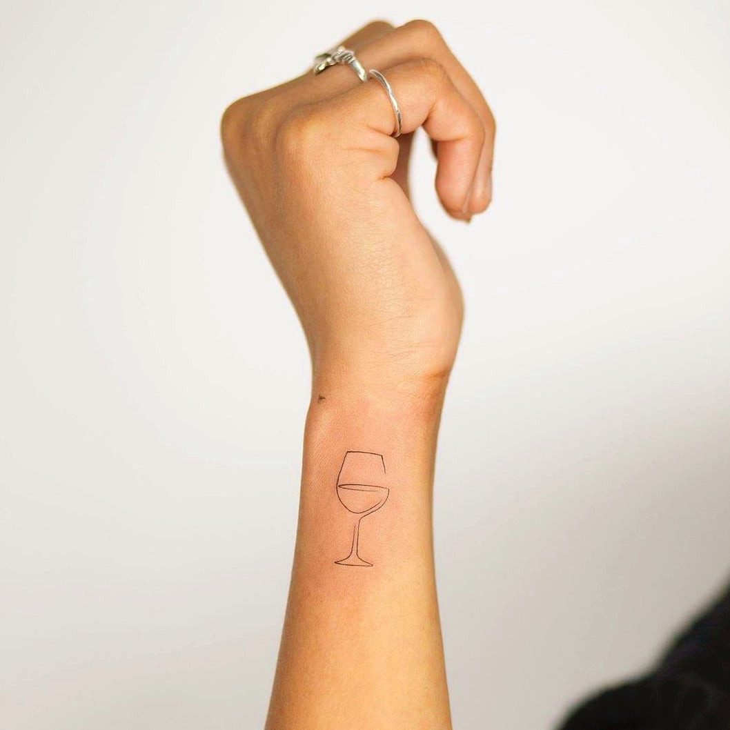Inkster Schmuck-Tattoo Weinglas Tattoo, wasserfestes temporäres Tattoo, 2 Wochen Halt