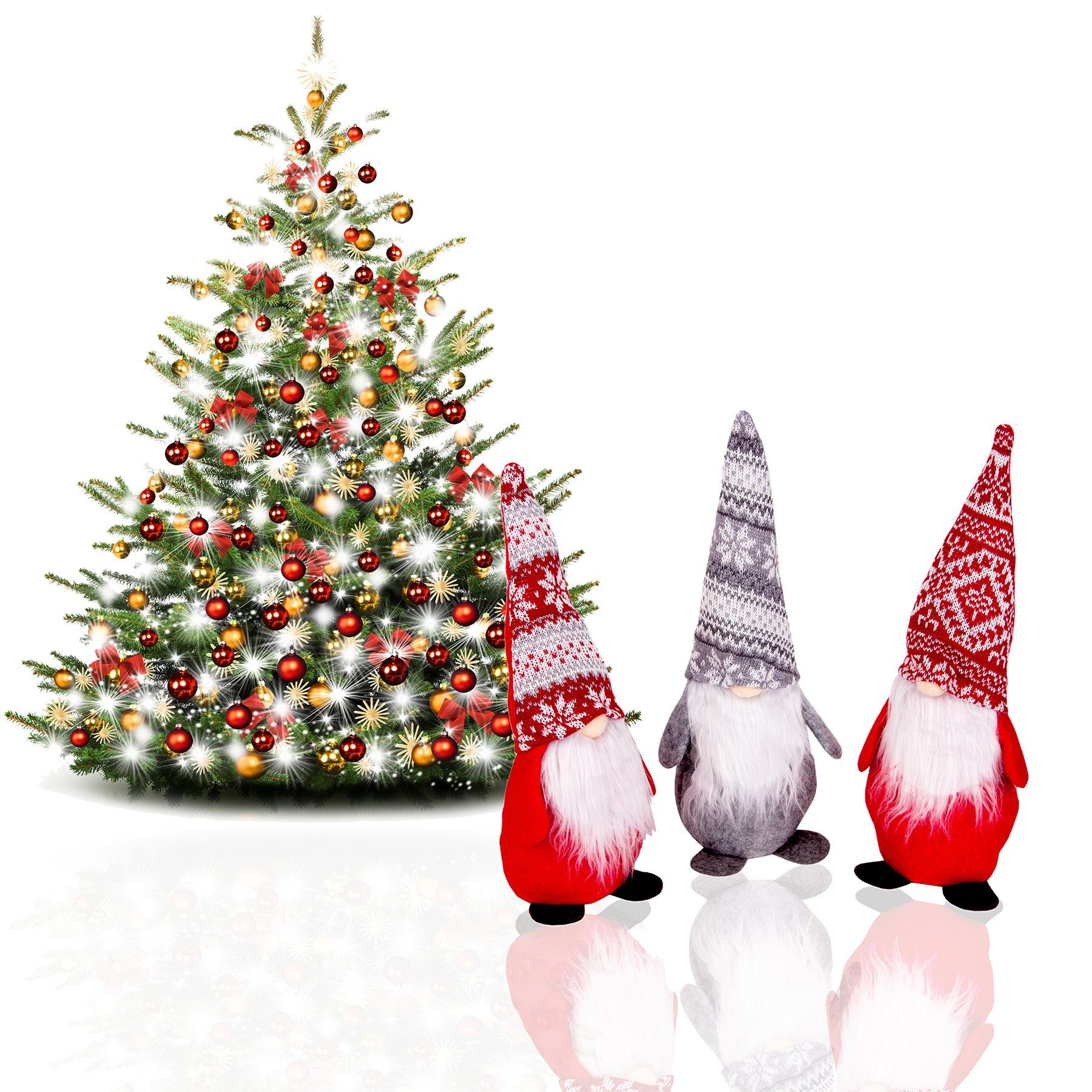 Dekofigur BigDean in (3 Weihnachtswichtel und Farben Rot den 3er Set Grau St)