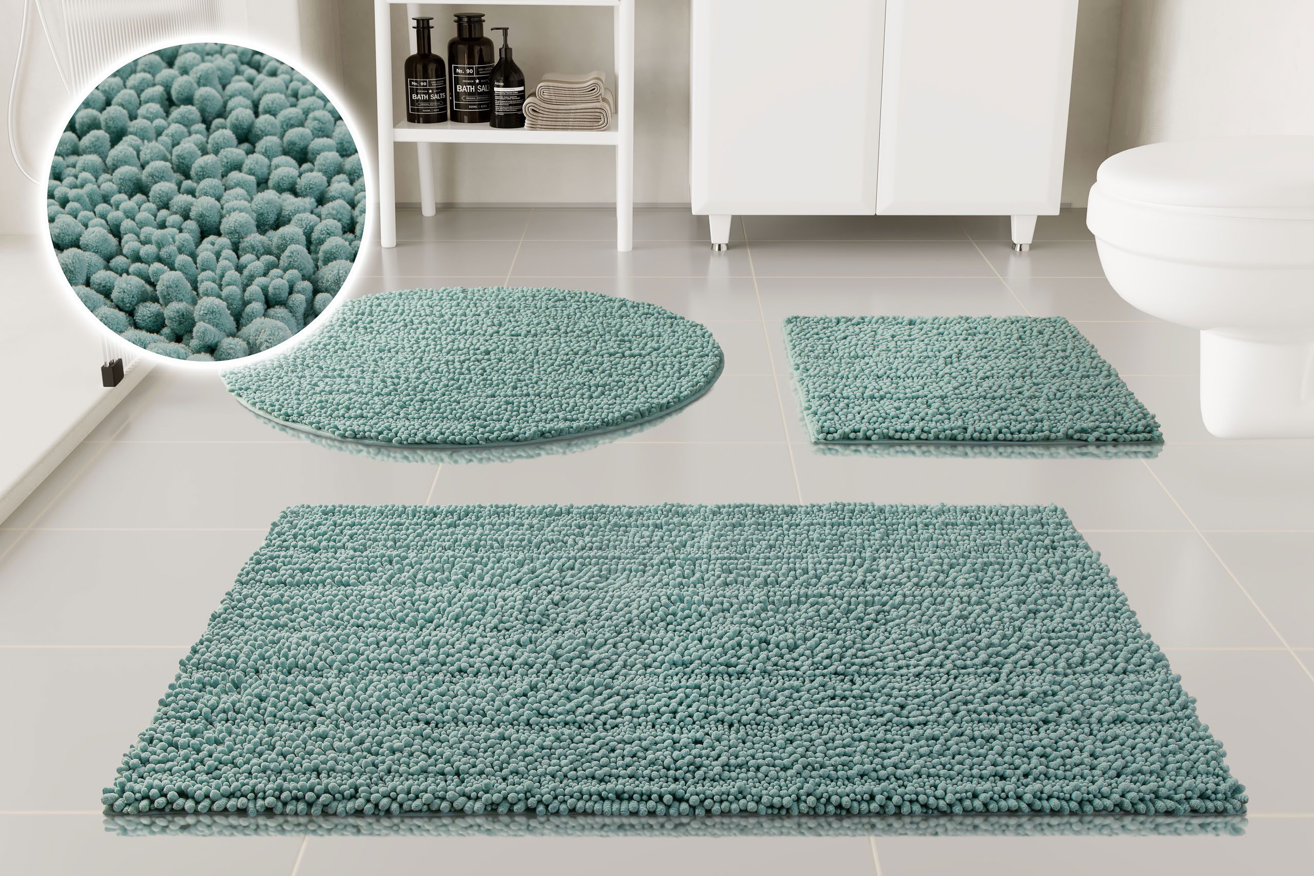 OTTO home Badematte Torrni, Höhe 22 mm, rutschhemmend beschichtet, schnell trocknend, fußbodenheizungsgeeignet, Polyester, rechteckig, Badteppich, getuftet, modern, Uni, antirutsch, flauschig, hochflor