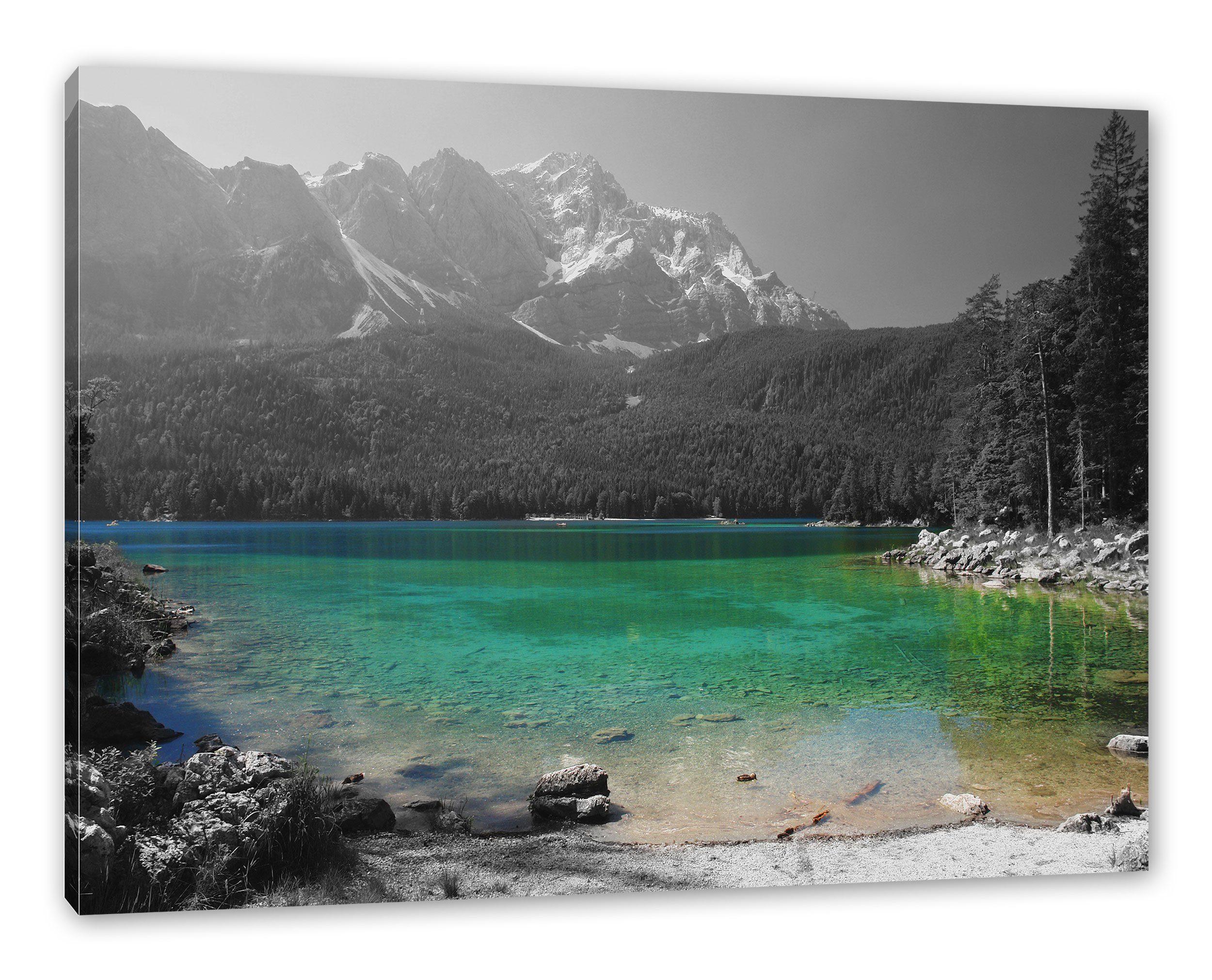 Pixxprint Leinwandbild Eibsee vor der Zugspitze, Eibsee vor der Zugspitze  (1 St), Leinwandbild fertig bespannt, inkl. Zackenaufhänger