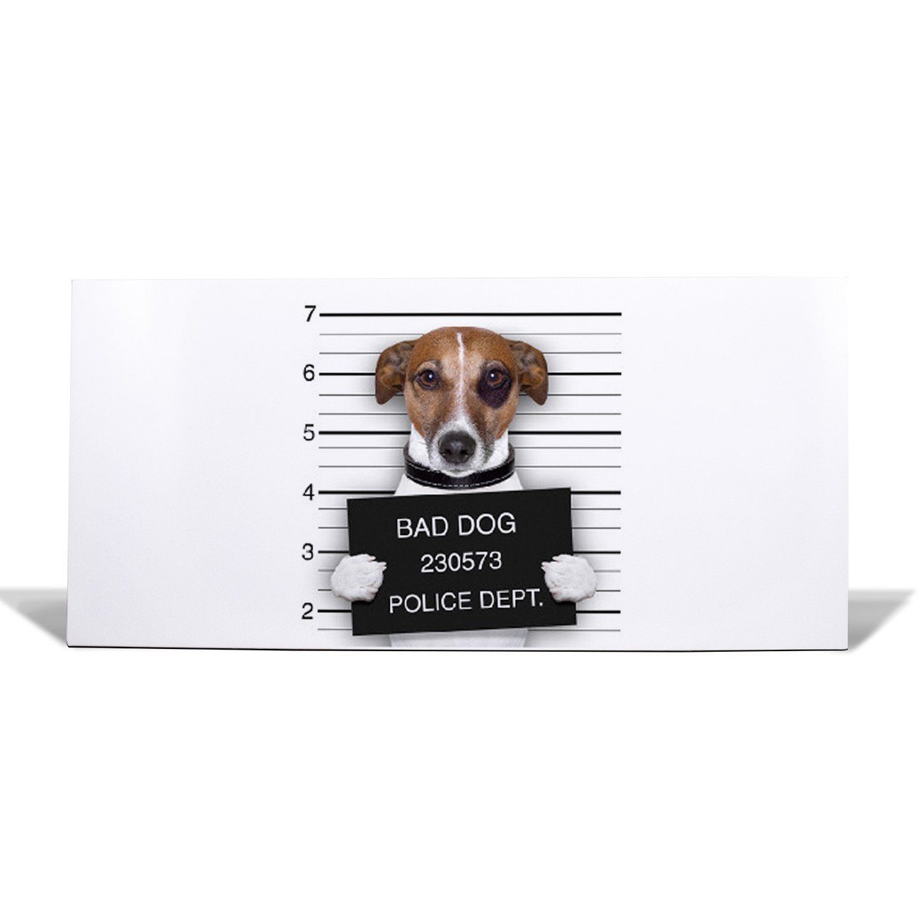 banjado Wandtafel Stahl Bad Dog Jack Russel, (inkl. 4 Magnete, Stahlmagnettafel) weiß