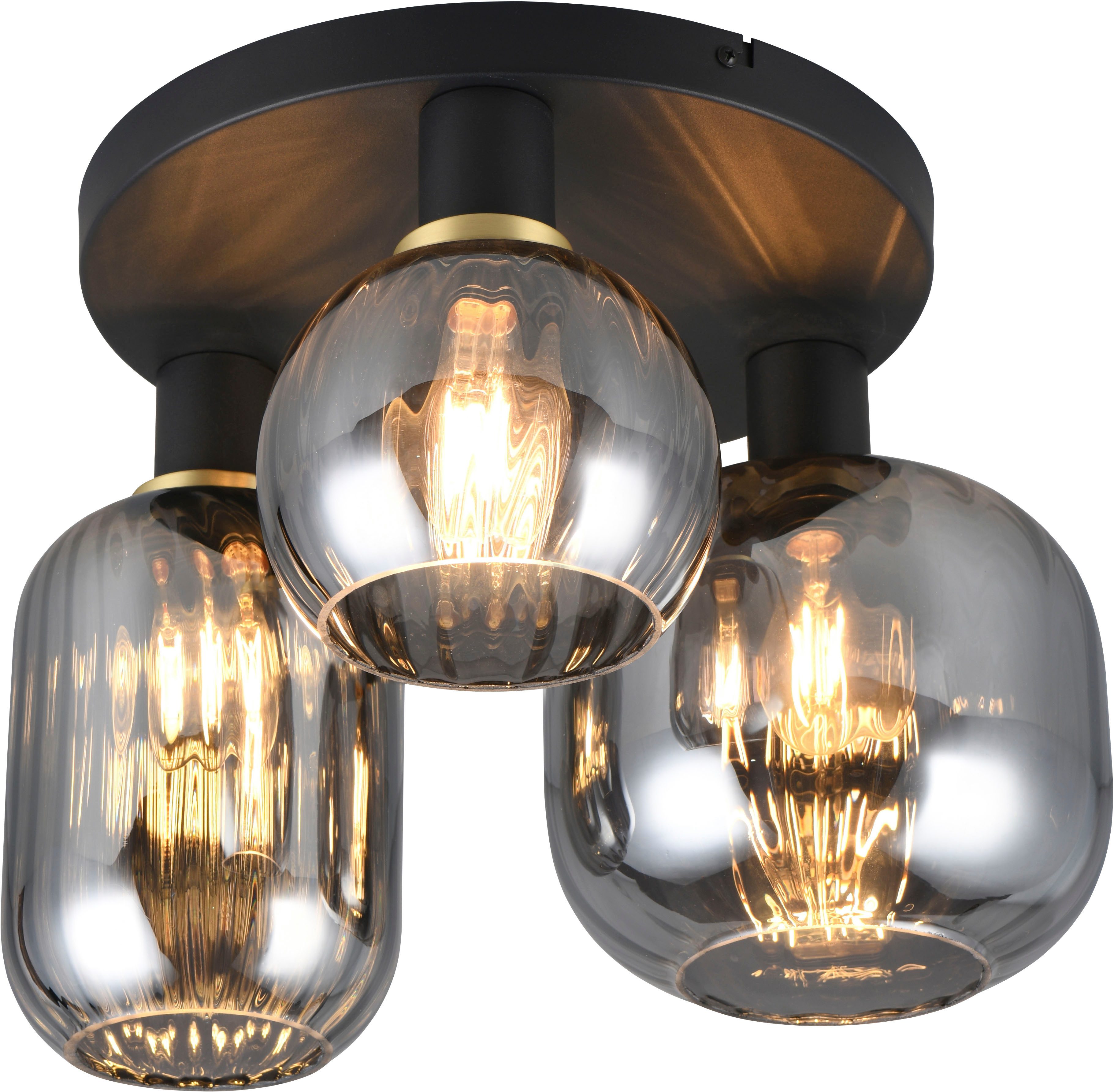 TRIO Leuchten Deckenleuchte DIVA, E27 Deckenlampe 3-flammig mit Glasschirm, günstig online kaufen