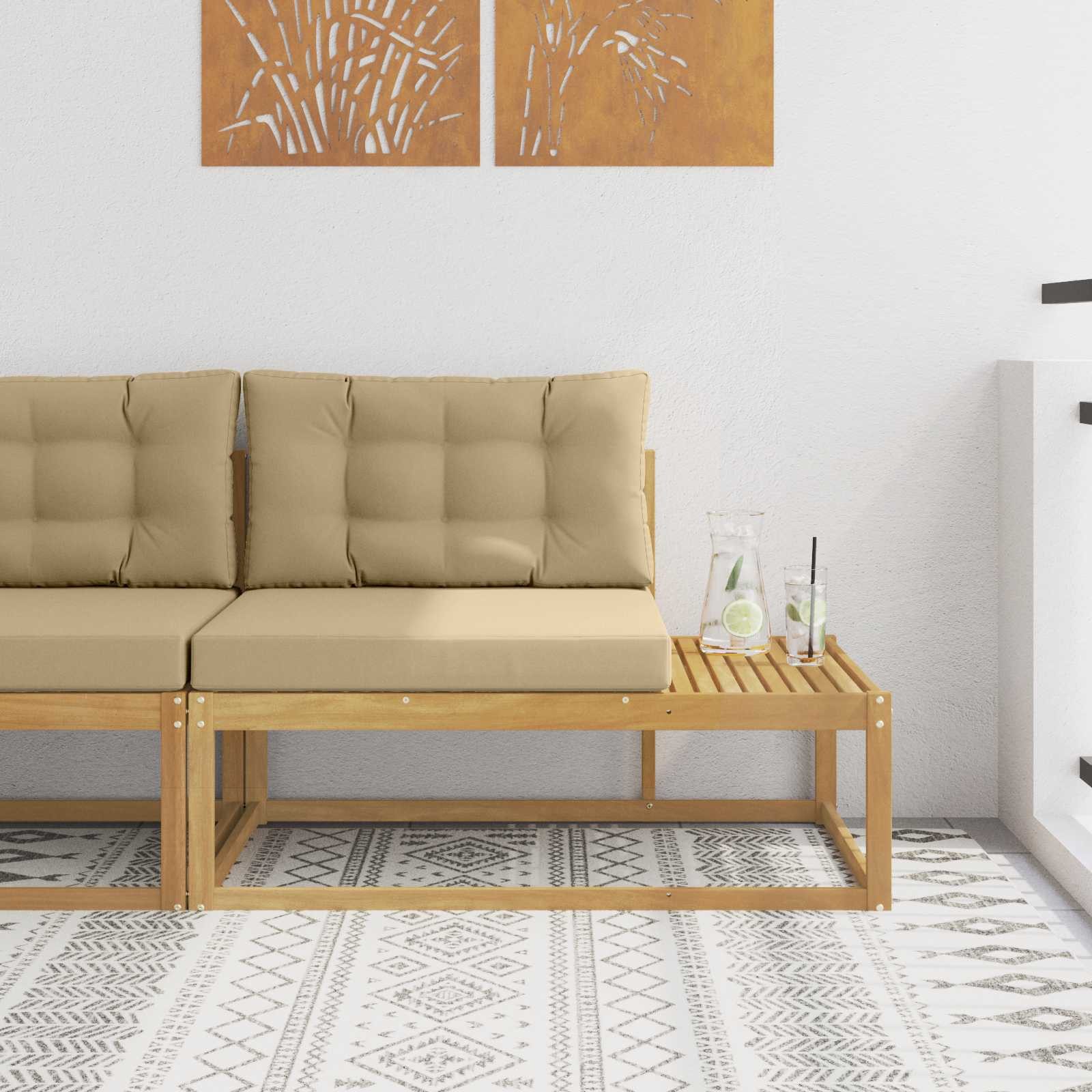 vidaXL Sofaelement Outdoor End Sofa mit Kissen Weiß 115 x 83 x 73 cm Polyester (1 St)