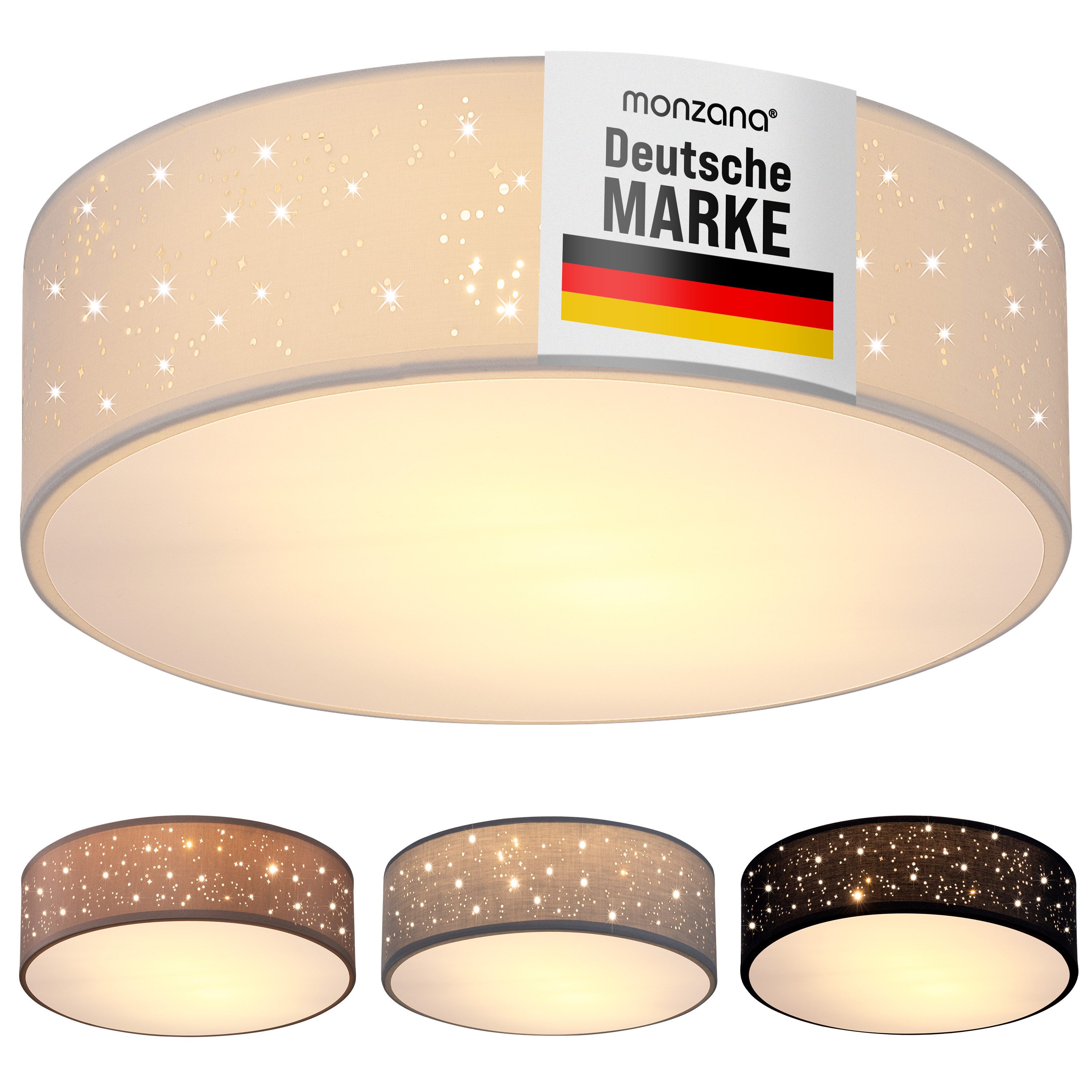monzana Deckenleuchte, 38 cm, Sternenhimmel Rund Stoffschirm 38 cm 2-Flammi günstig online kaufen