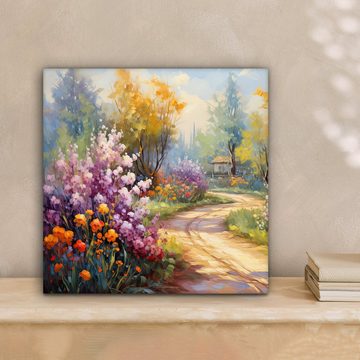 OneMillionCanvasses® Leinwandbild Blumen - Bäume - Kunst - Aquarell, (1 St), Leinwand Bilder für Wohnzimmer Schlafzimmer, 20x20 cm