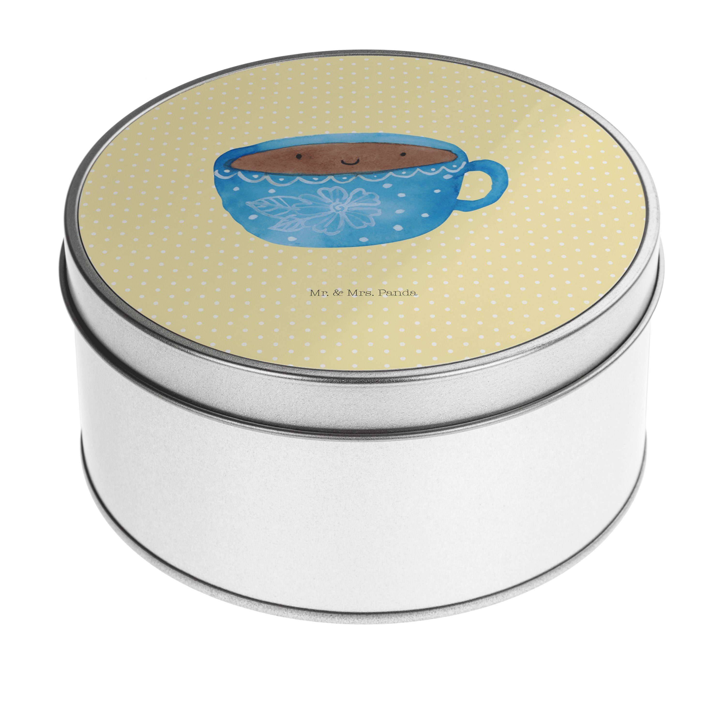 Mr. & Mrs. Panda Aufbewahrungsdose Kaffee Tasse - Gelb Pastell - Geschenk, lustige Sprüche, Metalldose, (1 St), Einzigartiges Design