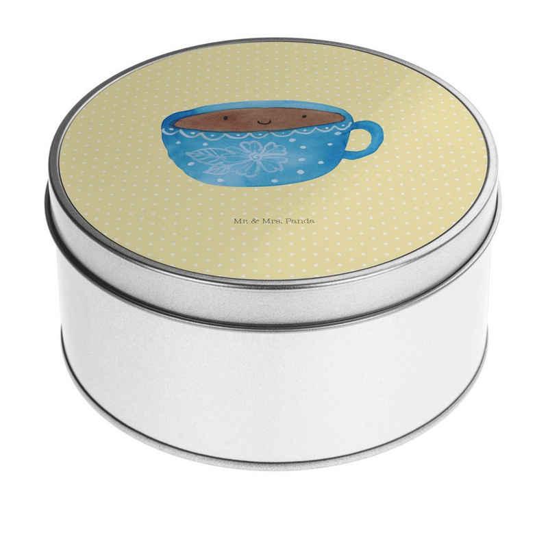 Mr. & Mrs. Panda Aufbewahrungsdose Kaffee Tasse - Gelb Pastell - Geschenk, lustige Sprüche, Metalldose, (1 St), Einzigartiges Design