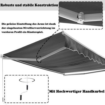 AUFUN Gelenkarmmarkise Gelenkarm Sonnenschutz Markise, einstellbarer Neigungswinkel Balkonmarkise