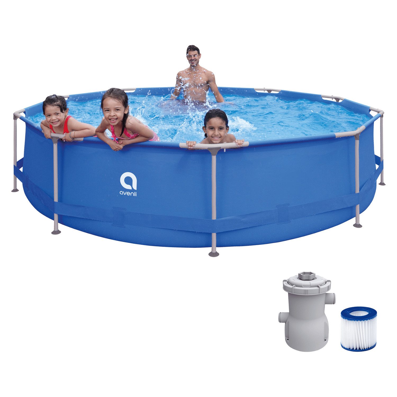Avenli Rundpool Swimmingpool 366 x 76, Set Fassungsvermögen 6125 l, Korrosionsschutzbeschichtung, mit Filterpumpe