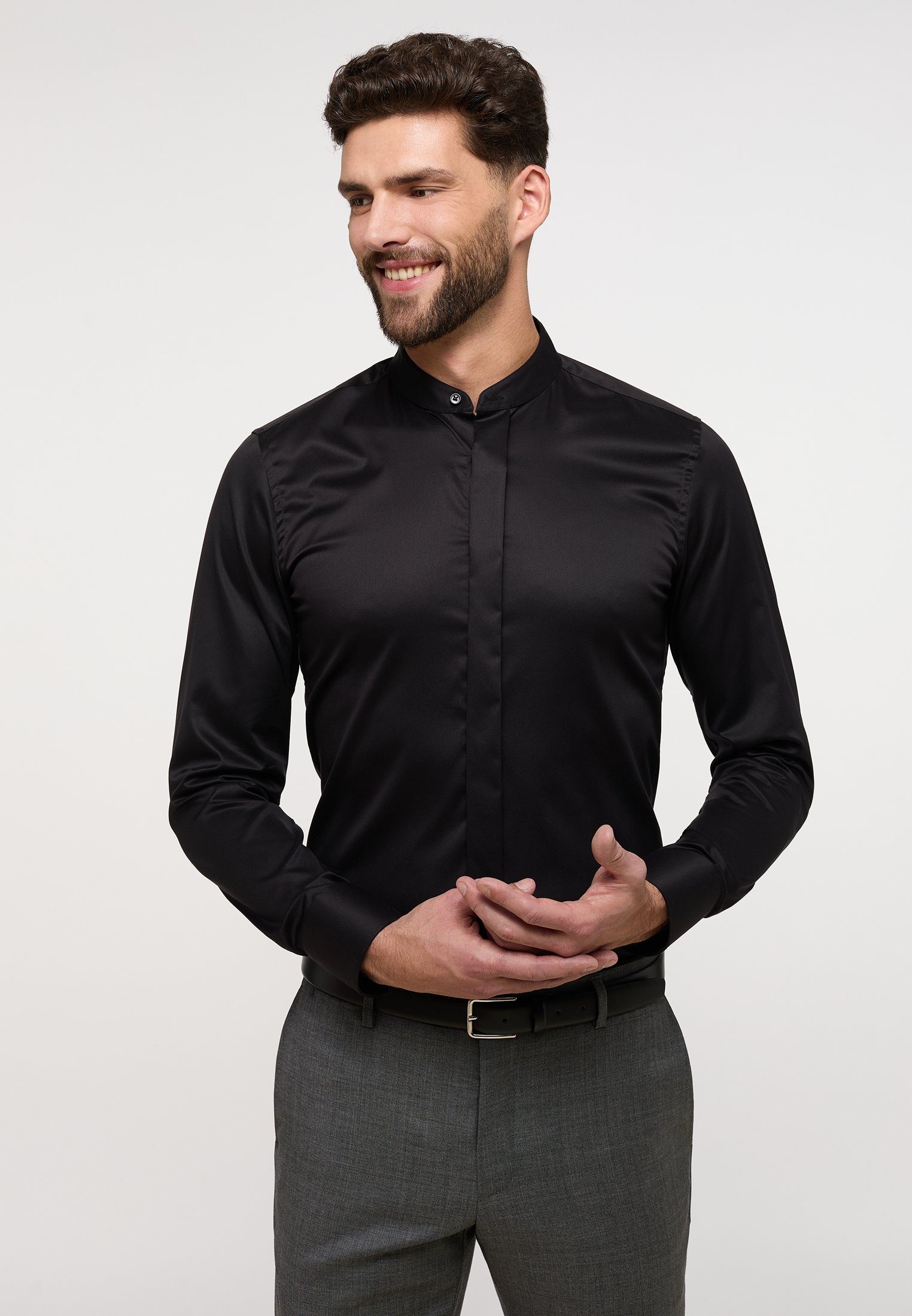 Eterna Langarmhemd SLIM FIT schwarz