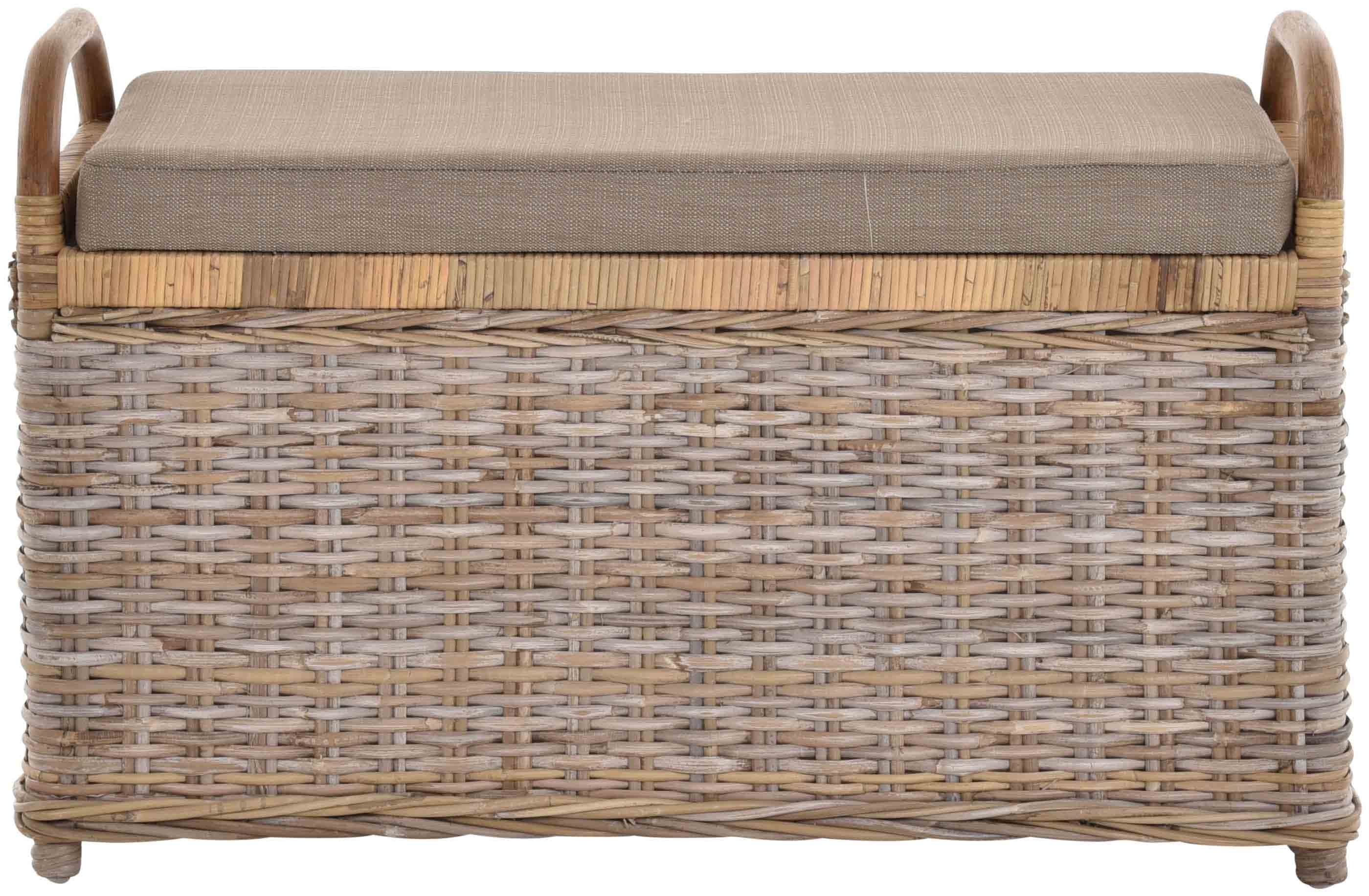 Krines Home Sitzbank Rattan Bank Sitzbank Sitzhocker mit Stauraum gepolster günstig online kaufen