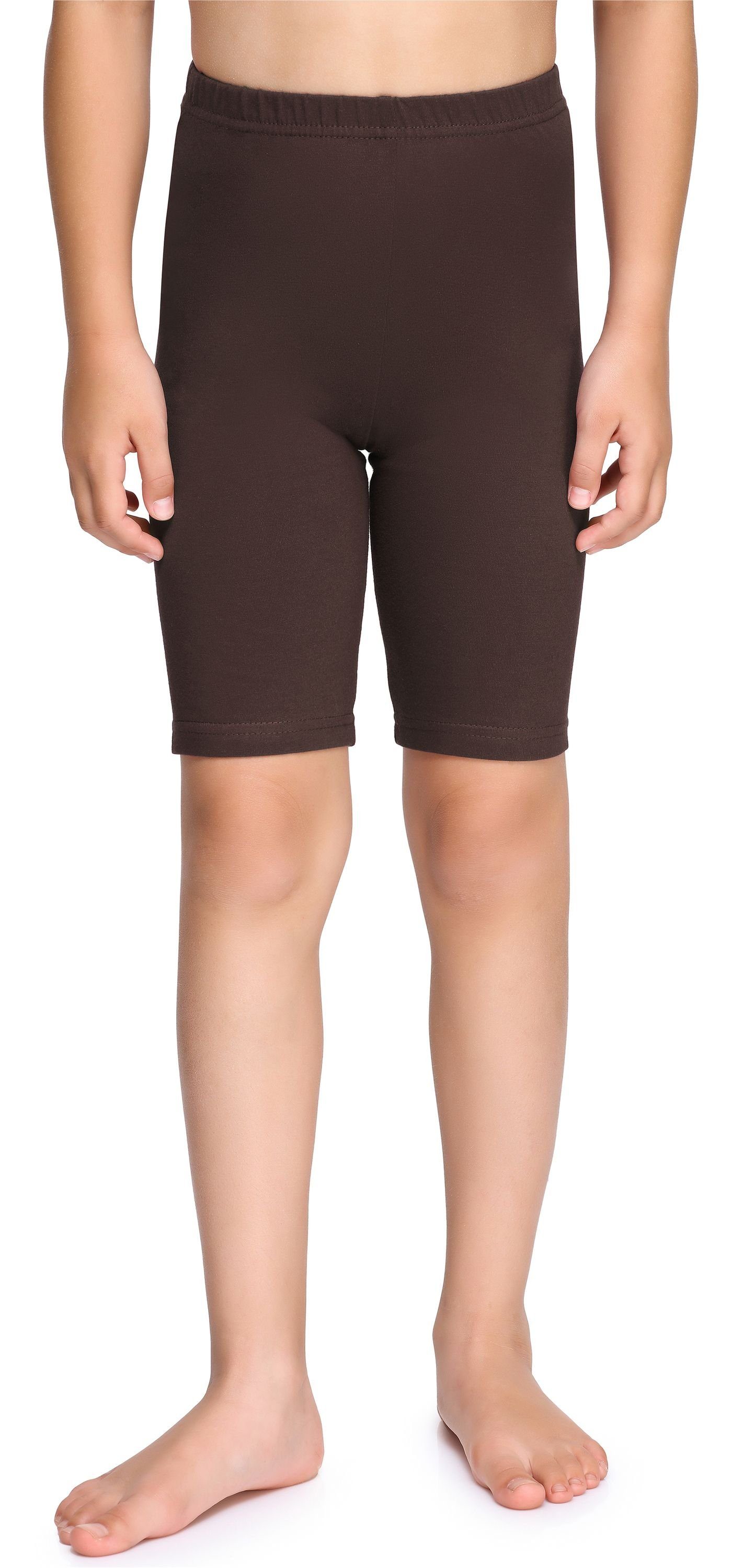 MS10-227 Braun elastischer Kurze (1-tlg) Mädchen Leggings Baumwolle Style Leggings Bund aus Merry