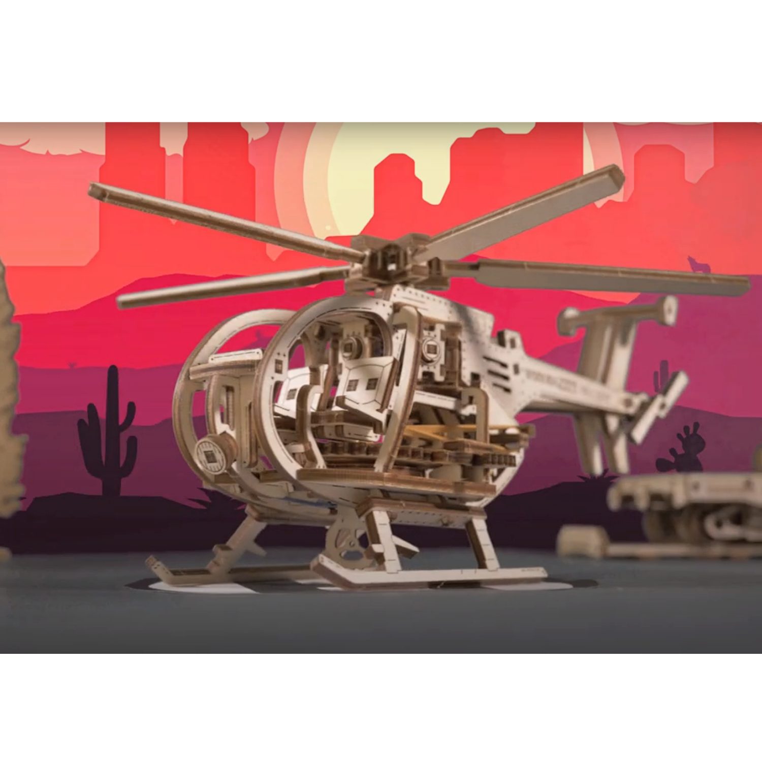 Wooden City Puzzle WoodenCity Helikopter Mechanisches Holzpuzzle, 194 Puzzleteile