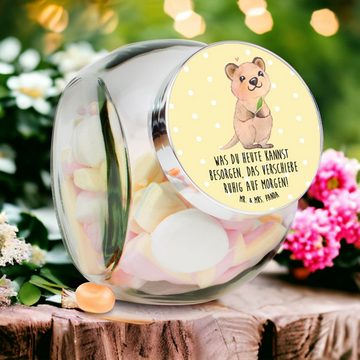 Mr. & Mrs. Panda Vorratsglas L 870ml Quokka Happy - Gelb Pastell - Geschenk, Glasbälter, Tiermotiv, Premium Glas, (1-tlg), Designvielfalt