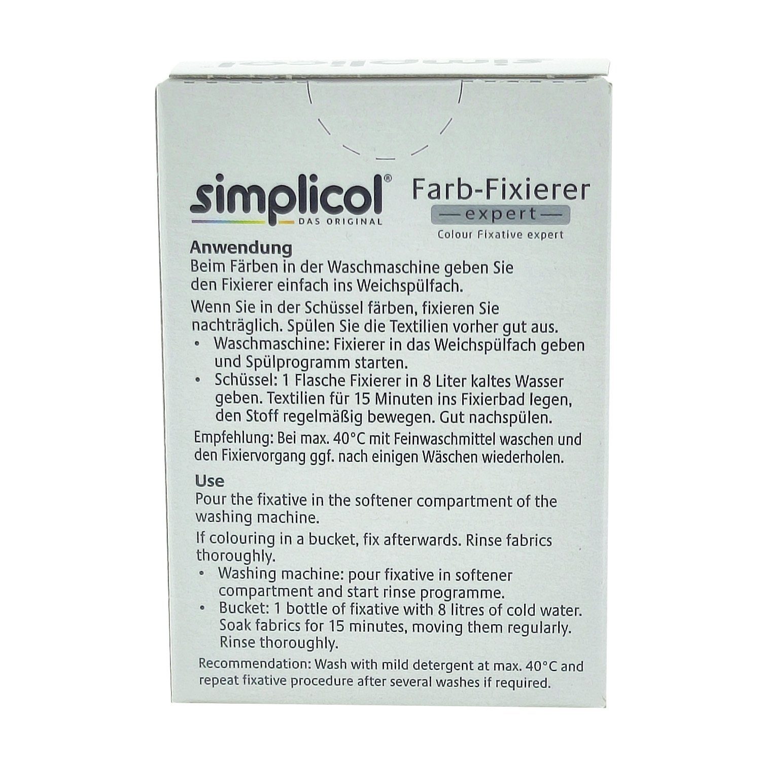simplicol Textilfarbe Simplicol Farb-Fixierer Expert 90ml, Farb-Fixierer Fixierung Textilfarbe Farberneuerung Textilfärbemittel
